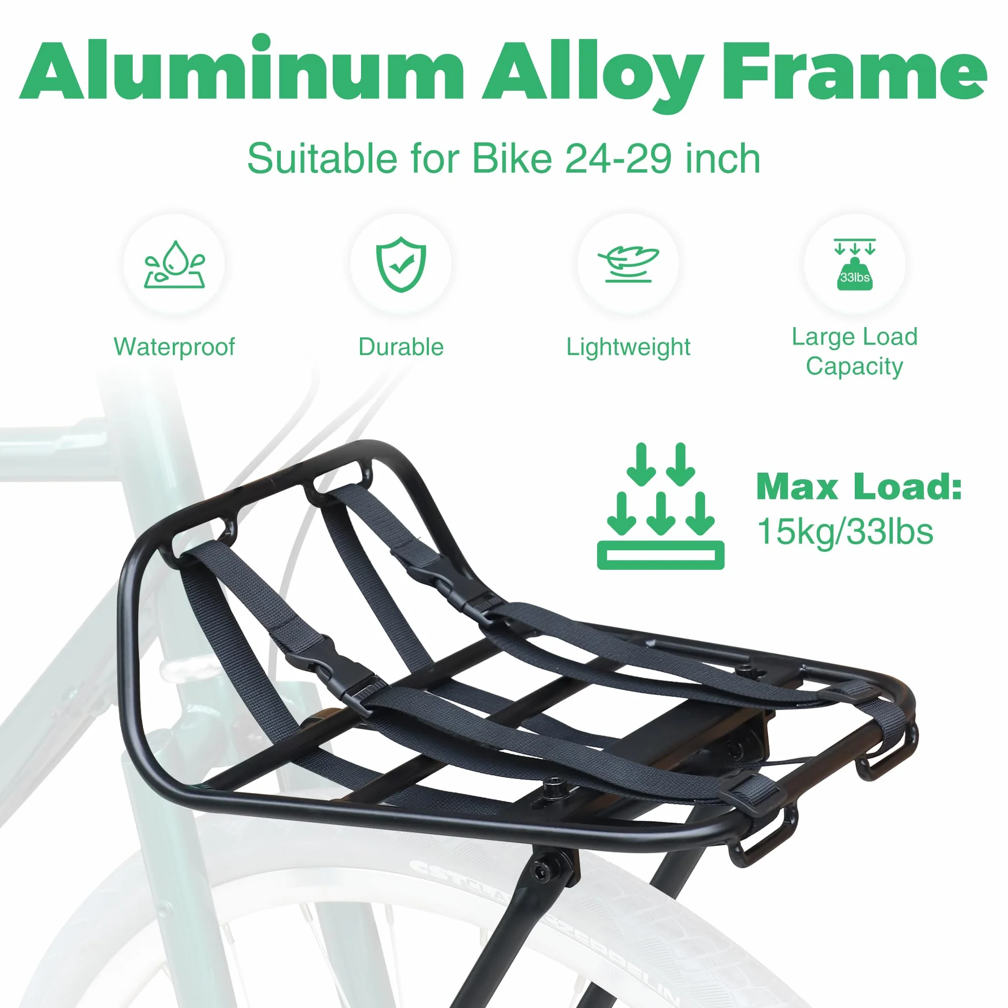 ZUKKA Fahrrad Gepäckträger vorne Maximaler Belastung 15kg,Aluminiumlegierung Geeignet für 24-29 Zoll 700C Fahrräder für Mountainbike Rennrad