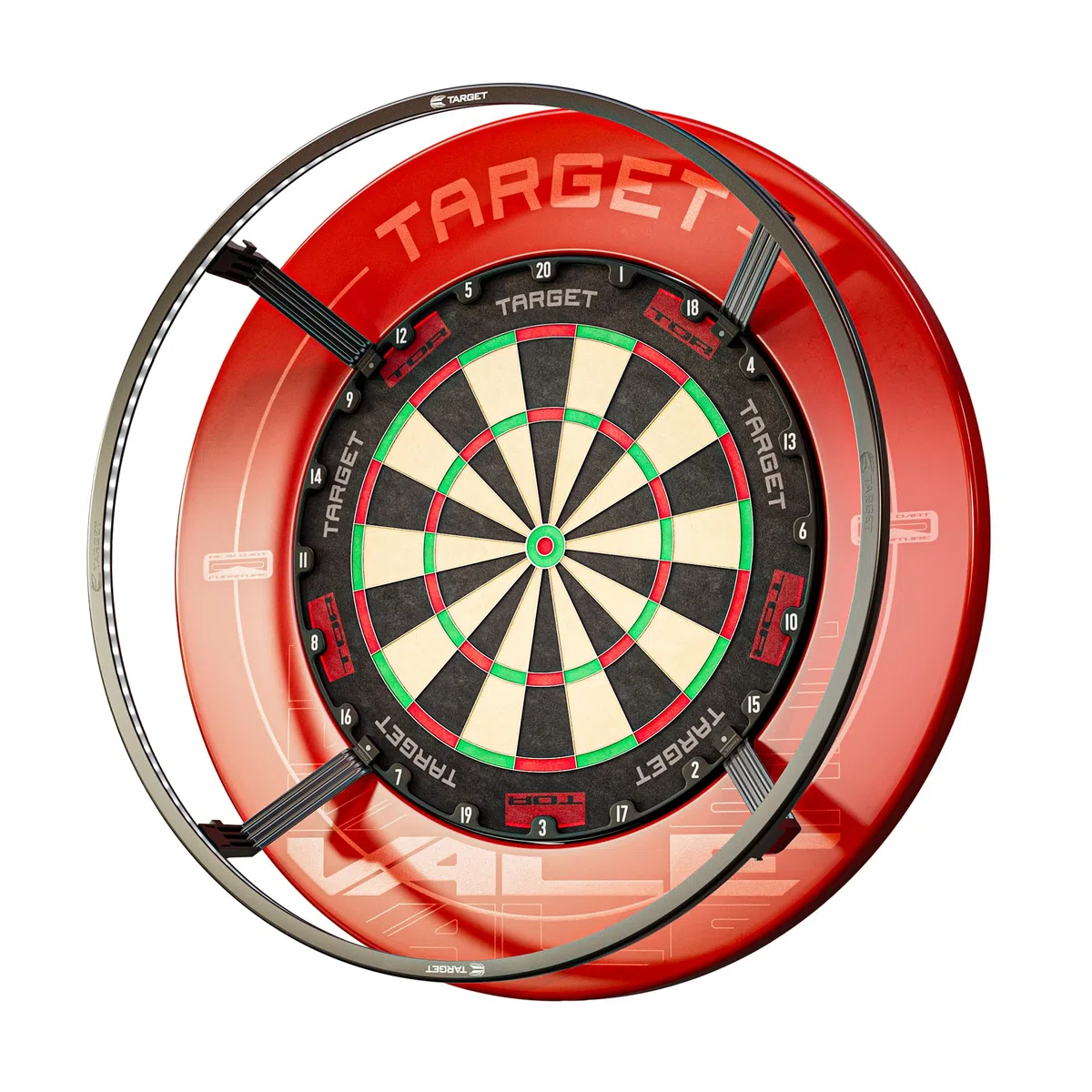 Target Darts Corona Vision Dartboard Lighting System, Schwarzer Rahmen | Weißes LED Dart Board Surround Ringlicht mit magnetischen Füßen | Schatten eliminierendes Dartboard Licht | Professionelle Dart
