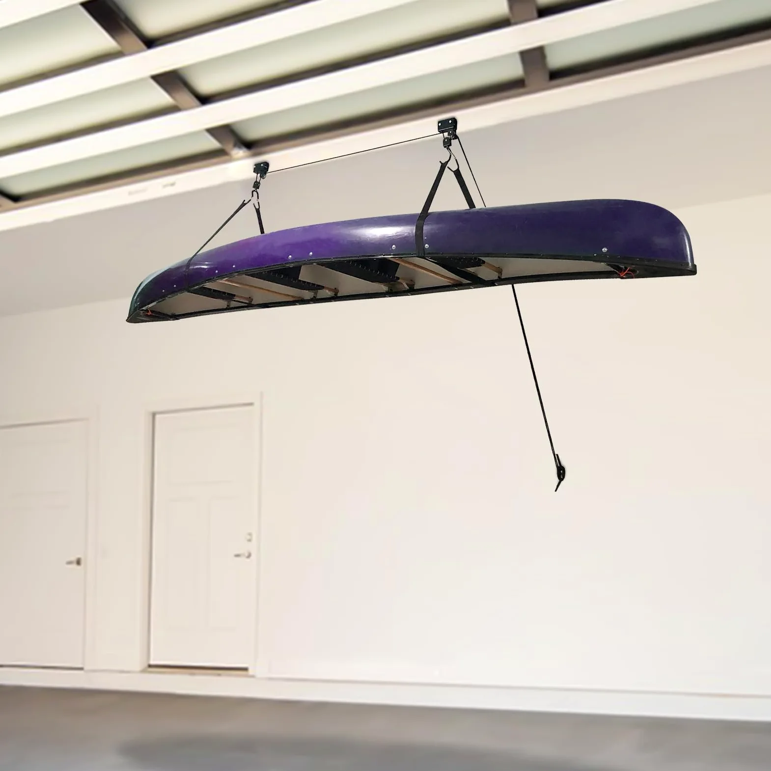 2pc Universal Deckenlift als Halterung Fahrradlift Kanu Kajak 57kg Fahrräder Halter Garage Leiter Fahrrad Deckenhalterung für Fahrräder, Kanus, Kajaks bis 45kg mit Haken und Flaschenzug