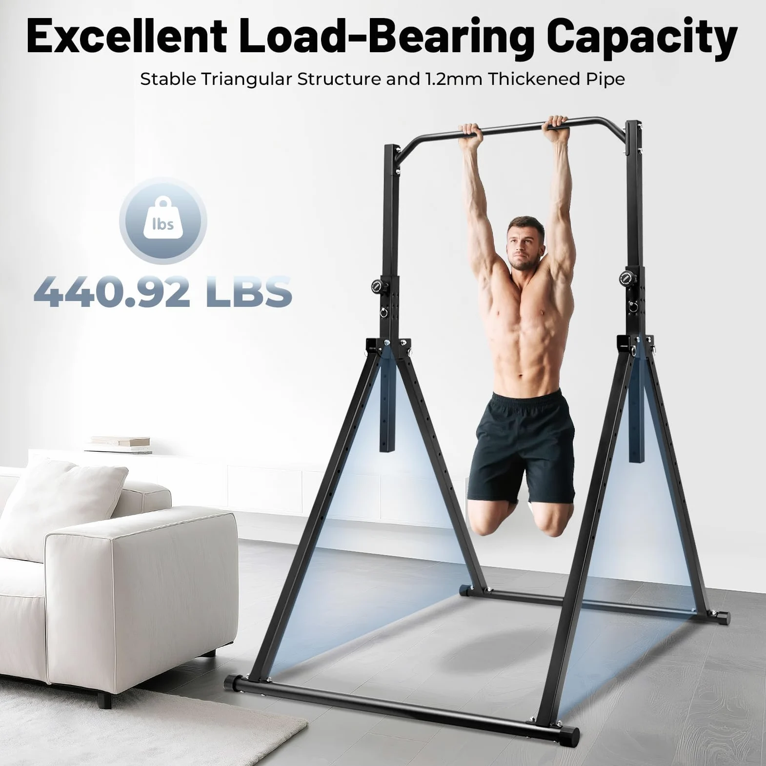 Klappbare Power Tower Klimmzugstange Freistehende Klimmzugstange Höhenverstellbare Kraftstation für zu Hause Multifunktionales Fitnessgerät Tragkraft 200 kg für Klimmzüge Armbeugen