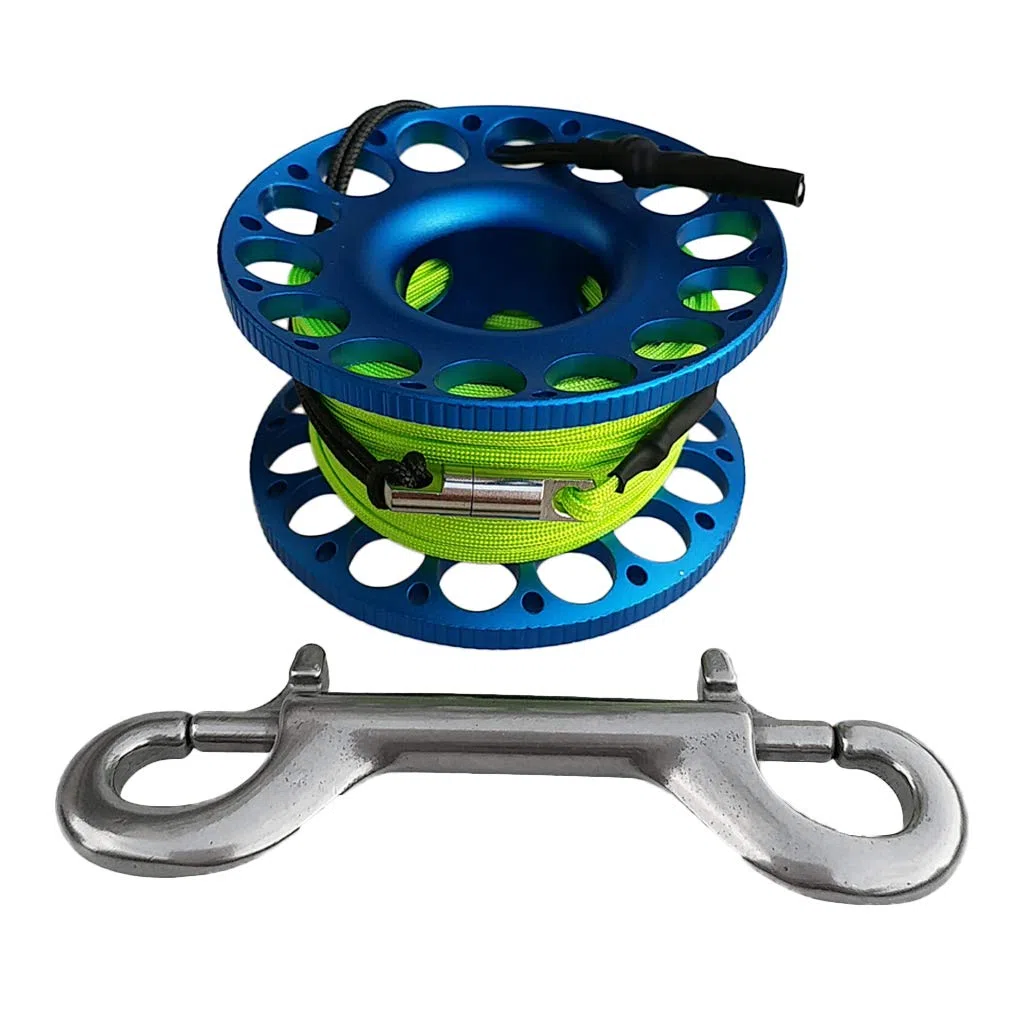 Baoblaze Hohe Qualität Aluminium Mini Reel Fingerreel Unterwasser Sport Finger Reel mit 15/30 Meter Leine und Karabinerhaken