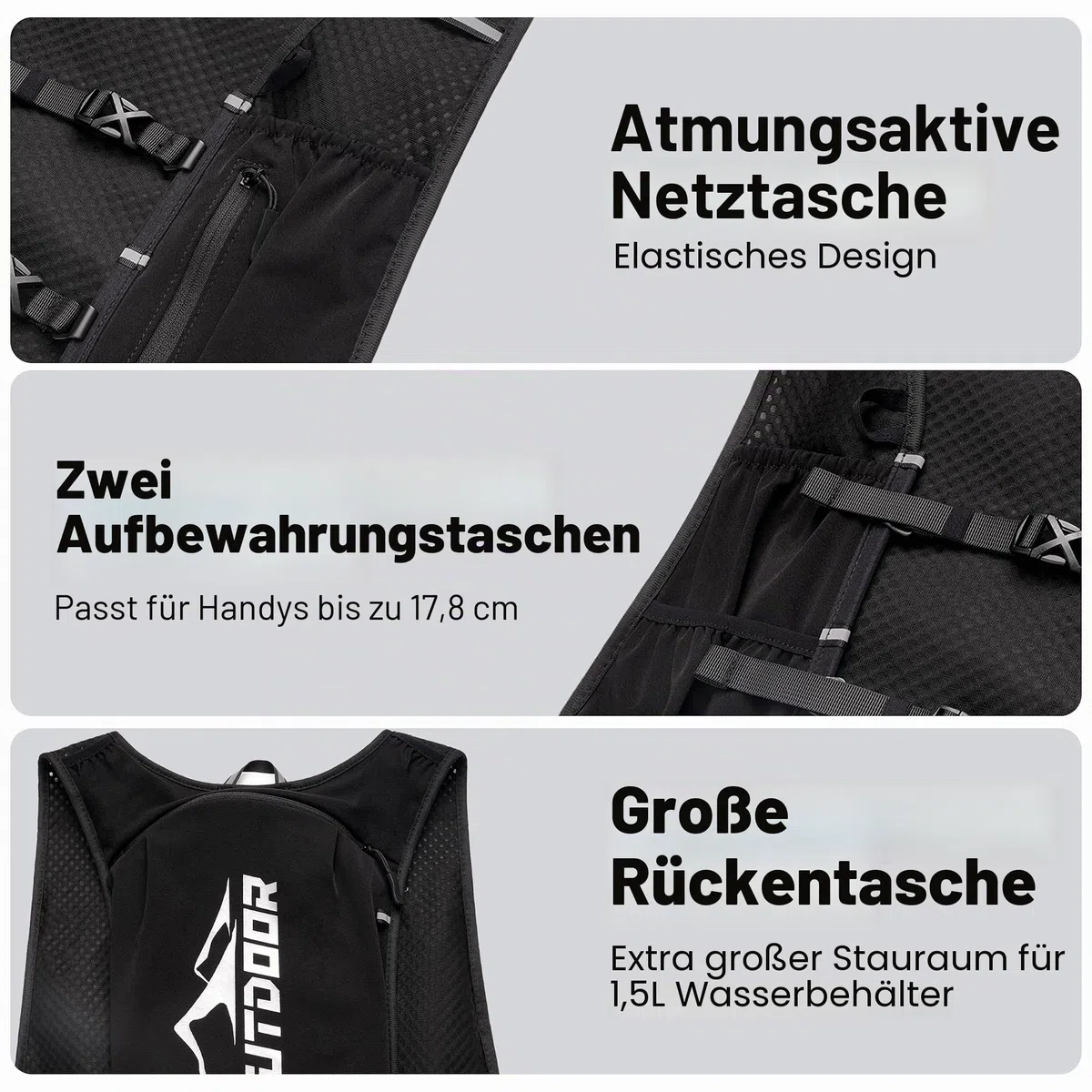 Hioutdoor Laufweste für Damen und Herren, 1500 ml