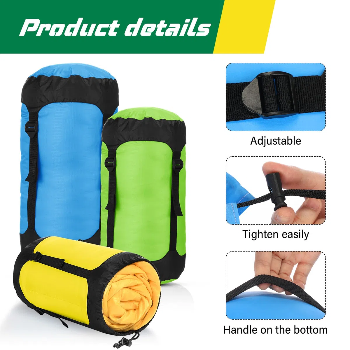 5 Stück Kompressionssack 5L/10L/15L/20L/35L Aufbewahrungstasche für Schlafsack für Rucksackreisen Wasserdicht Kompressionssack Leichte für Camping Outdoor Wandern Reisen