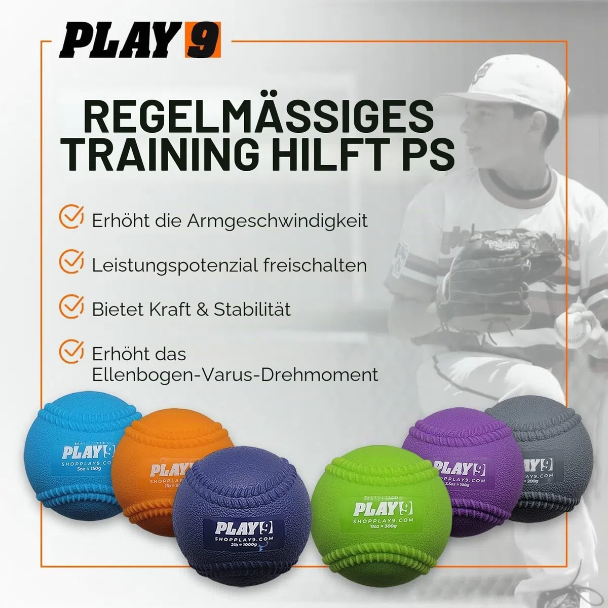 Shop Play 9 | Plyoball Weighted Ball Baseball Set (with Seams) for Pitching and Velocity Training