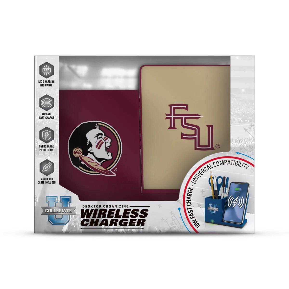 Prime Brands Group NCAA Kabelloses Aufladen Desktop Organizer