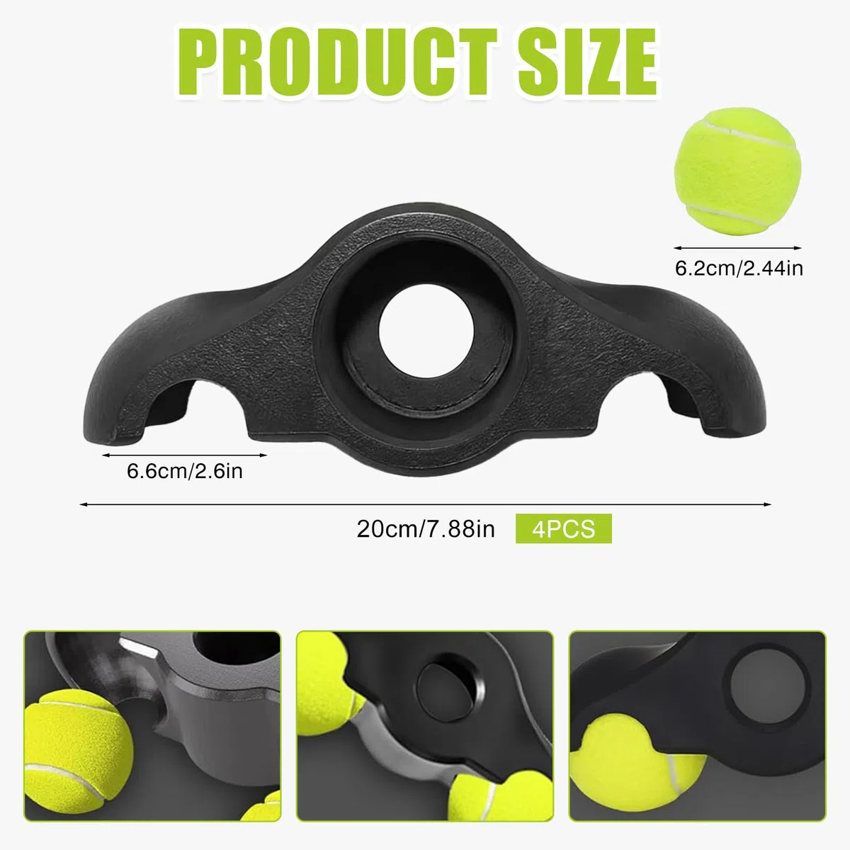 Rocker Plate Feet, 4 Stück Indoor Cycling Snap Rocker Feet Adapter, Tragbarer Wippplatten-Fahrradtrainer, Tennisballfüße für Wahoo Kickr Core 4 Rollentrainer, Mit 8 Tennisbällen
