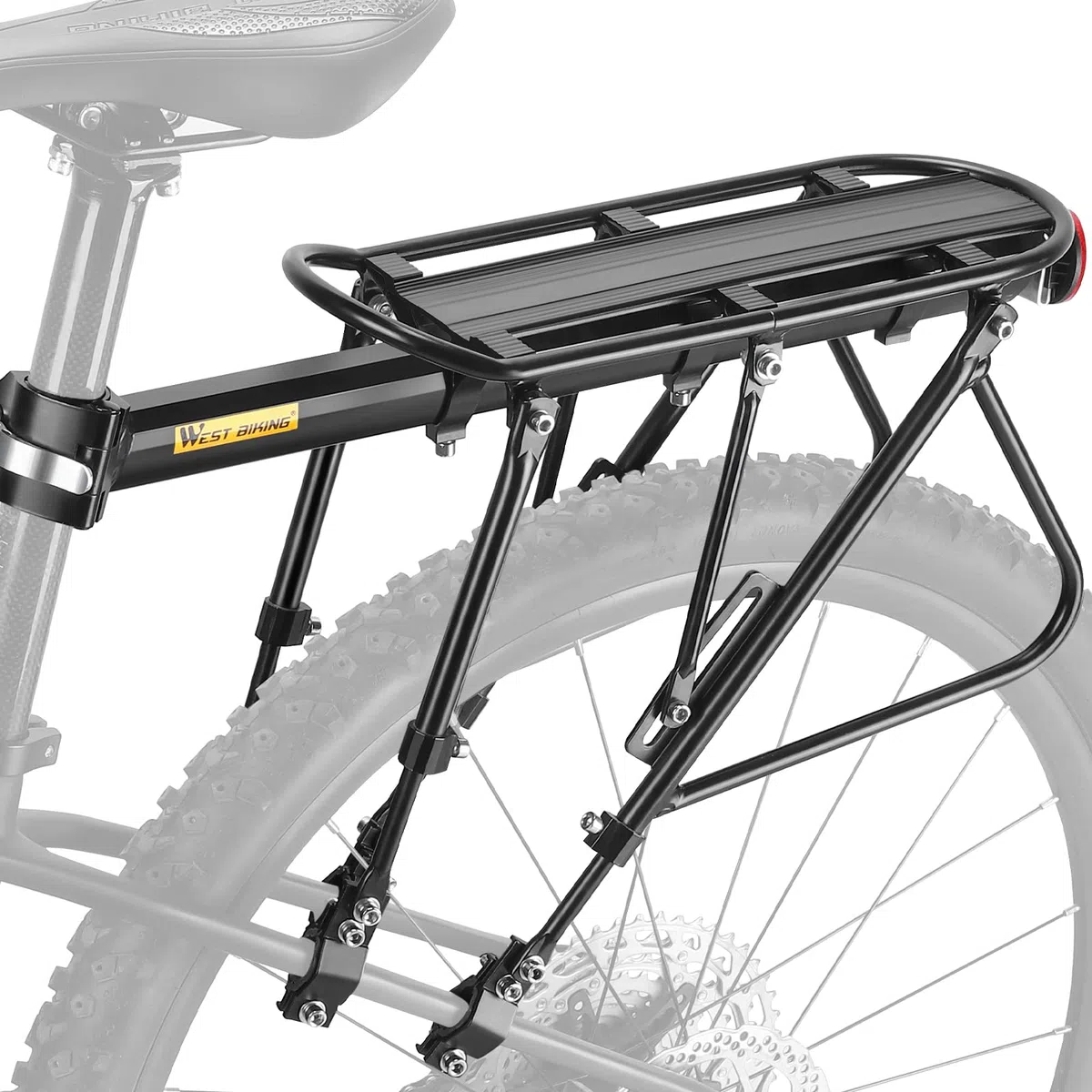 West Biking Fahrrad Gepäckträger Mountainbike - 100 KG Belastung Stabilem MTB Gepäckträger Einstellbare Fahrradgepäckträger, Schnellverschluss Gepäckträger Fahrrad mit Reflektor Fahrradzubehör