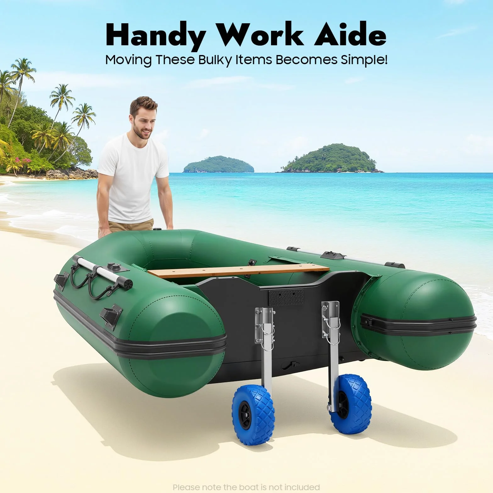 Slipräder Schlauchboot & Heckräder Edelstahl bis 150kg - Schlauchbooträder mit 25cm Reifen, Robust - Transporträder und Bootsräder für Schlauchboote, Anhänger, Wassersport