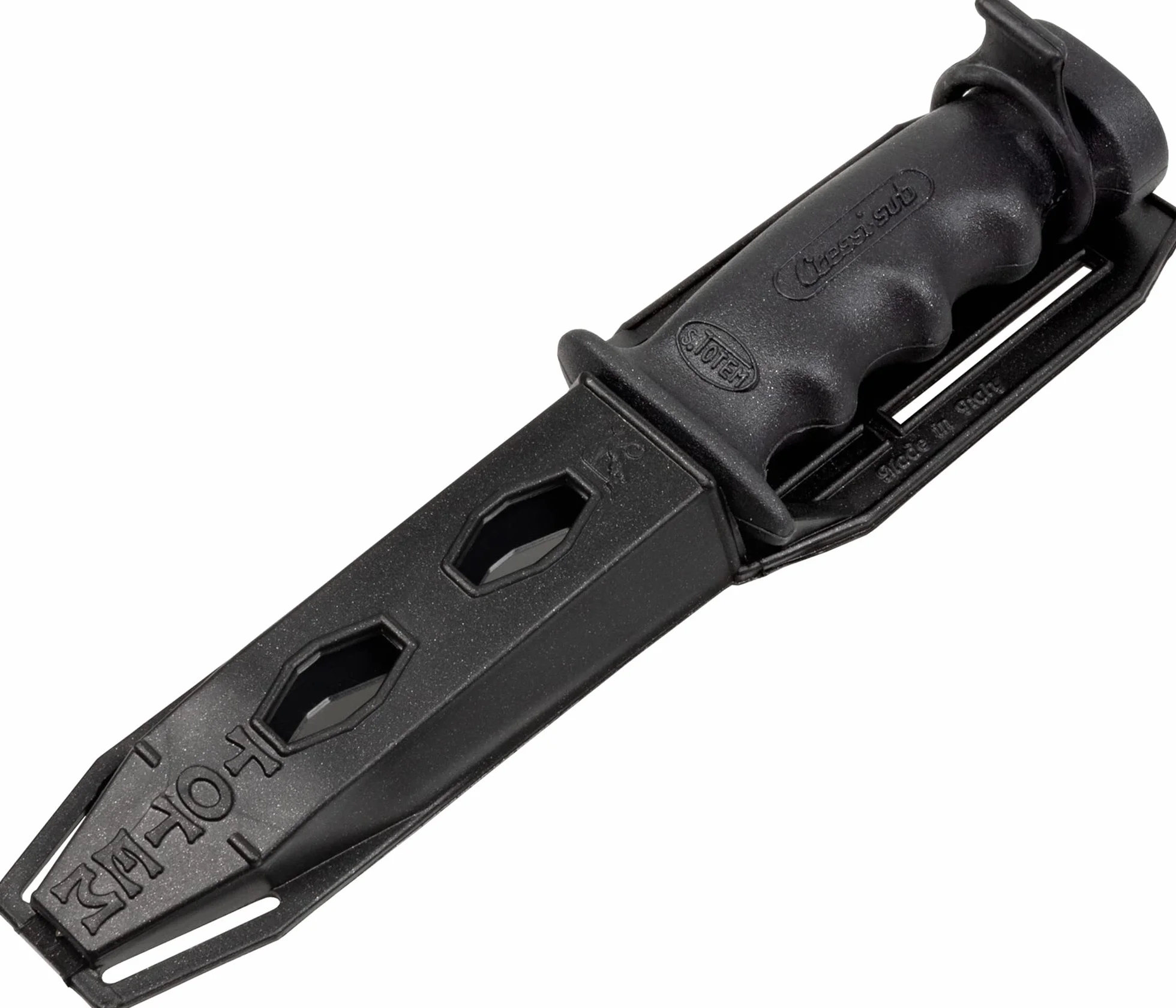 Cressi Supertotem - Tauchmesser Rettungsmesser Bootsmesser mit Glatter/Gezahnter 12,4 cm Klinge aus Rostfreiem Stahl, Anatomisches Diving Knife, Tauchermesser + Scheide + 2 Wadenriemen, Klinge 23,2 cm