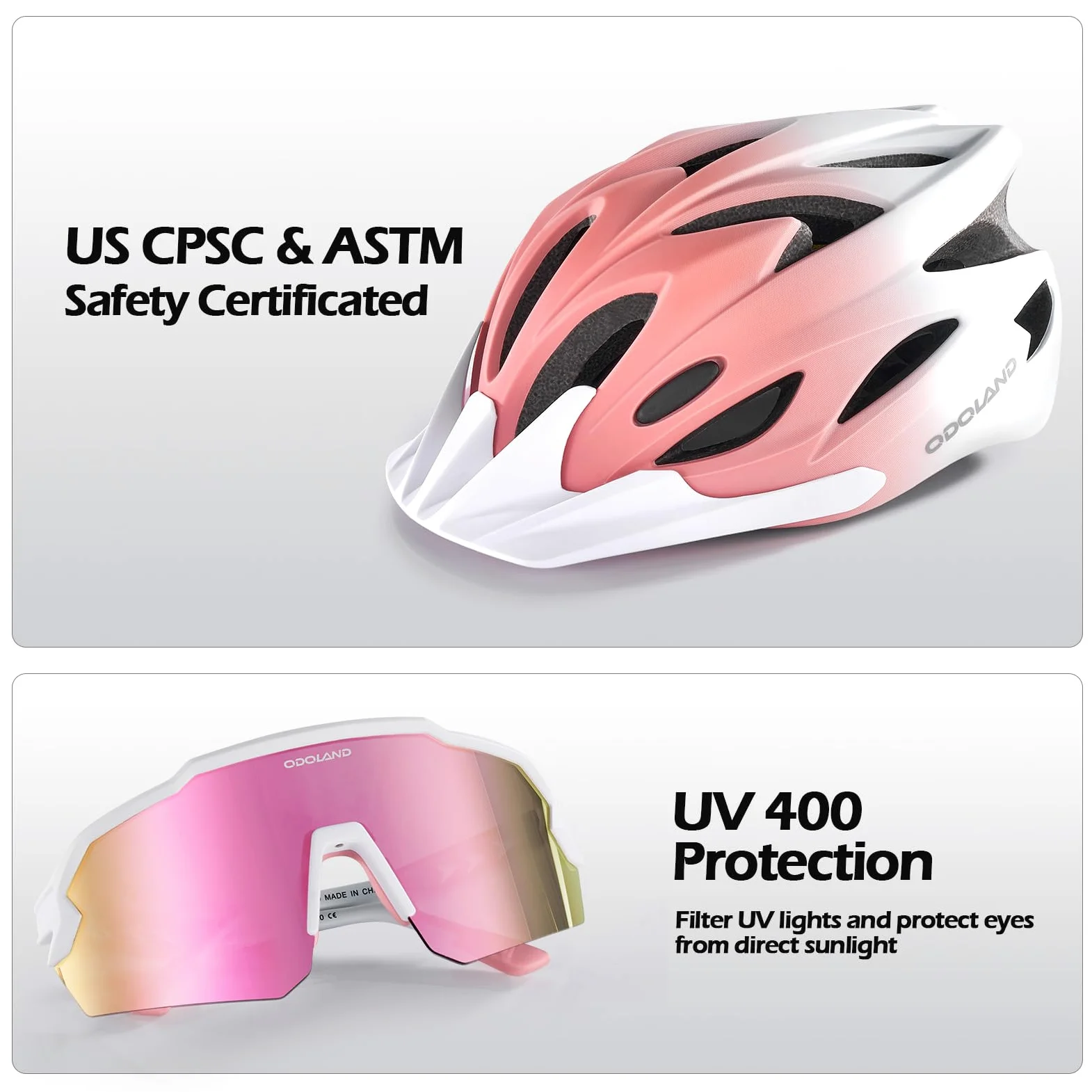Odoland Fahrradhelm Fahrradbrille Set, Radhelm mit Sportbrille Einstellbarer Rennradhelm Atmungsaktiv MTB Mountainbike Helm für Erwachsene Herren Damen
