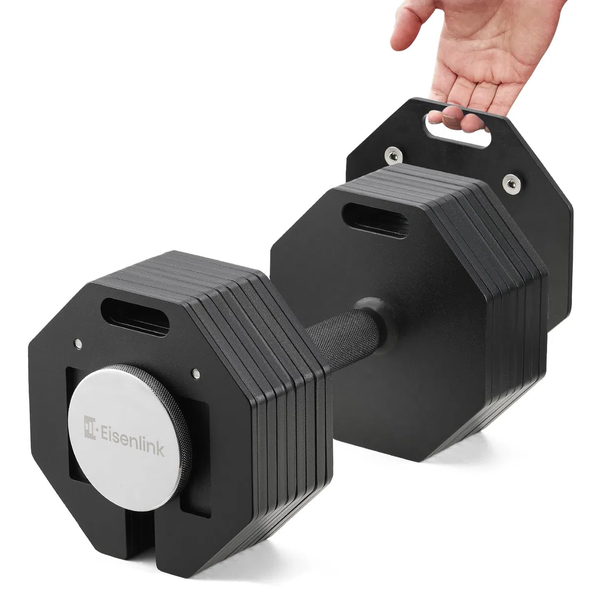 Eisenlink Verstellbare Achteckige Kurzhantel 1 Stück 20kg 36kg | Innovative Ultrakompakte Einstellbare Stahl Hantel mit Anti-Rutsch-Griff Fitness Gym Zuhause