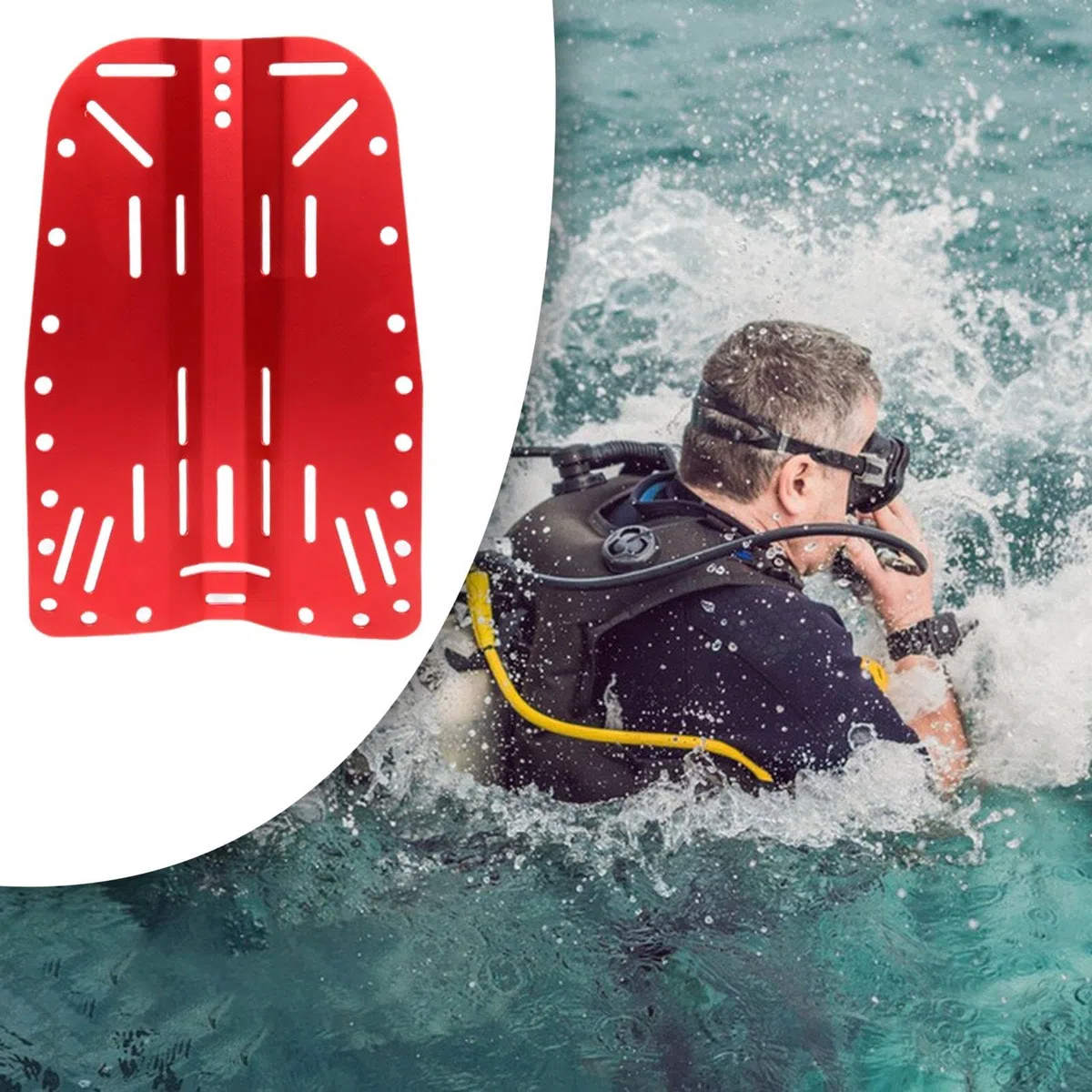Tauch-Aluminium-Rückplatte für Sommer, Tauchen und Reisen, leichte BCD-Ausrüstung, Tauchen, Backplate Schnorcheln, praktisches Tauchen, Auftriebszubehör, Unterwasser-Tankhalter