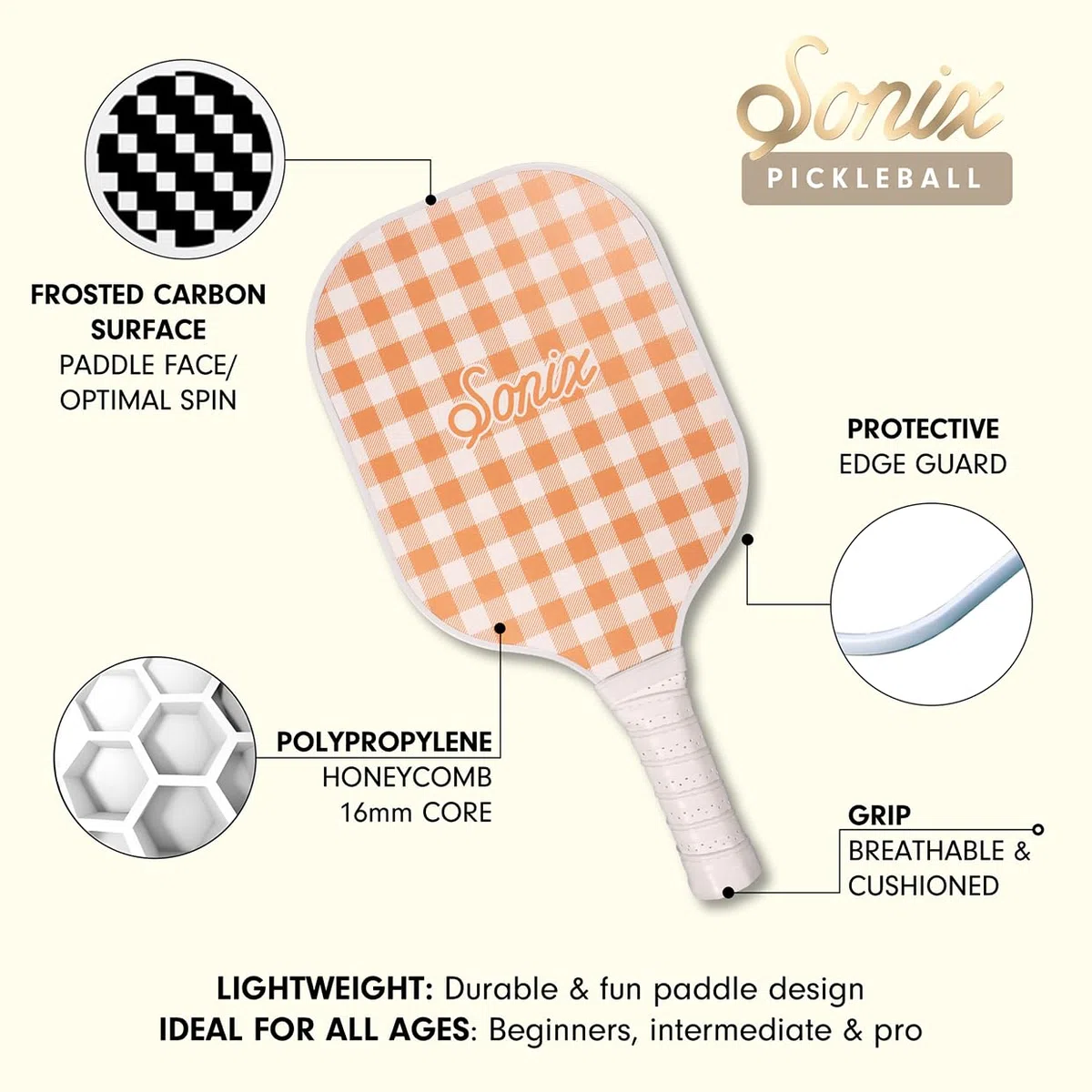 Sonix Pickleball-Paddel mit 2 Schlägern, 4 Bällen und Tasche mit Fiberglas-Oberfläche, USAPA-genehmigt