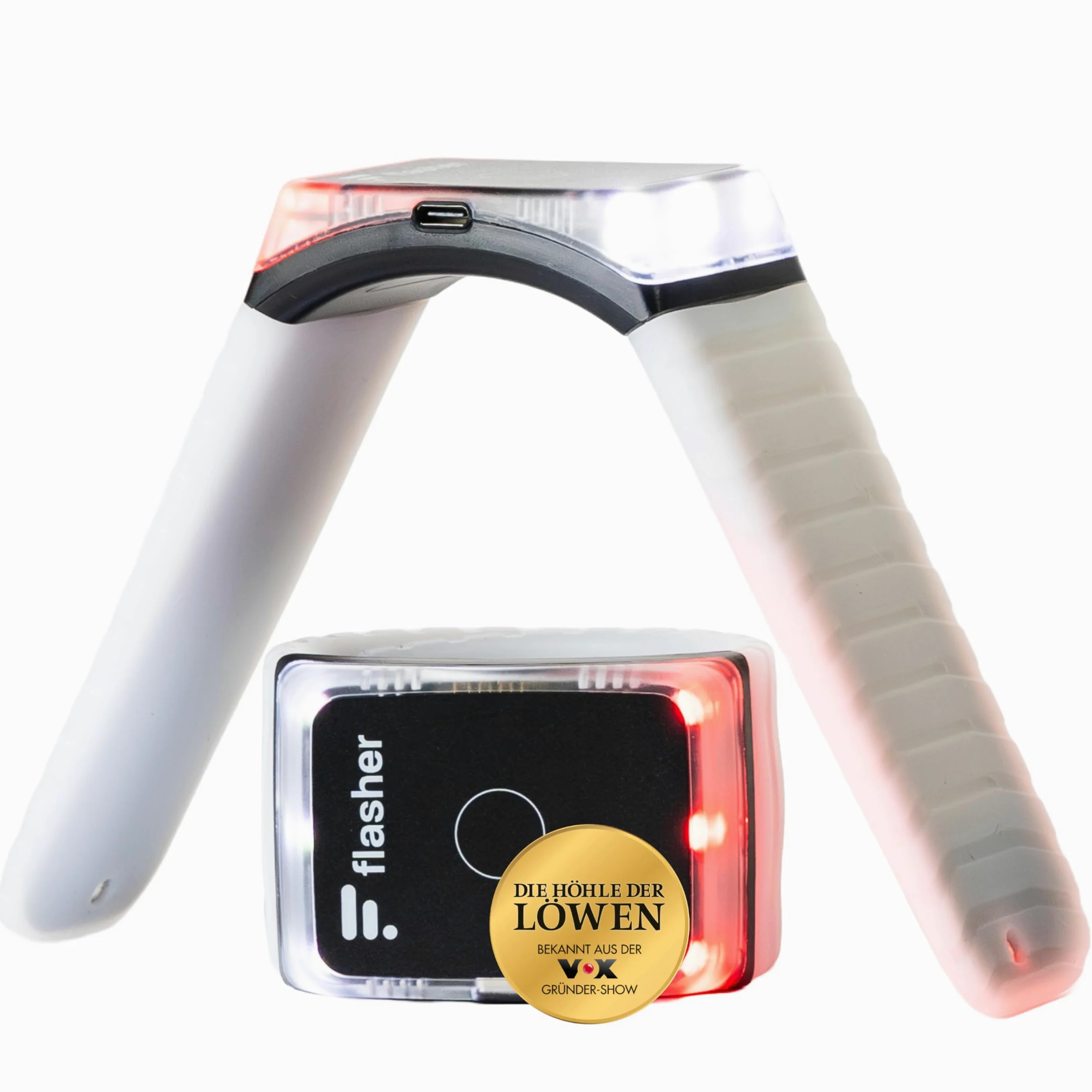 Flasher Patentierte Blinker Armbänder für Fahrrad, E-Scooter, Läufer | Smartes Bremslicht, Blinklicht, Frontlicht, Rücklicht | Die Höhle der Löwen