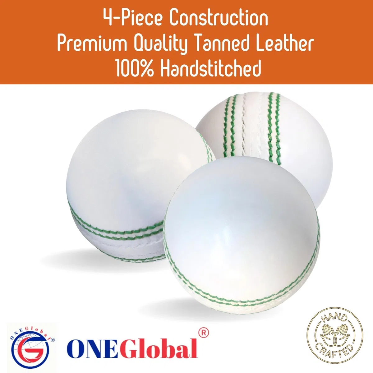 Premium Leather Cricket Ball | 100% Handcrafted, 156g - 5.5oz, 4-Piece Construction & Premium Tanned Leather | Ideal for League Matches, Tournaments, Net Practice