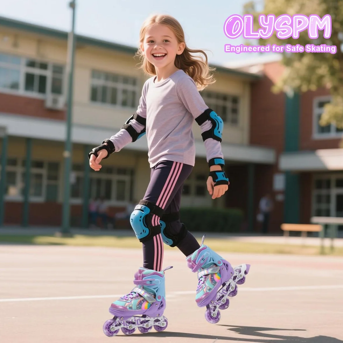 Inliner Kinder für Mädchen und Jungen,Regenbogen-Design,Rollschuhe Kinder in 4 Größen für Drinnen und Draußen