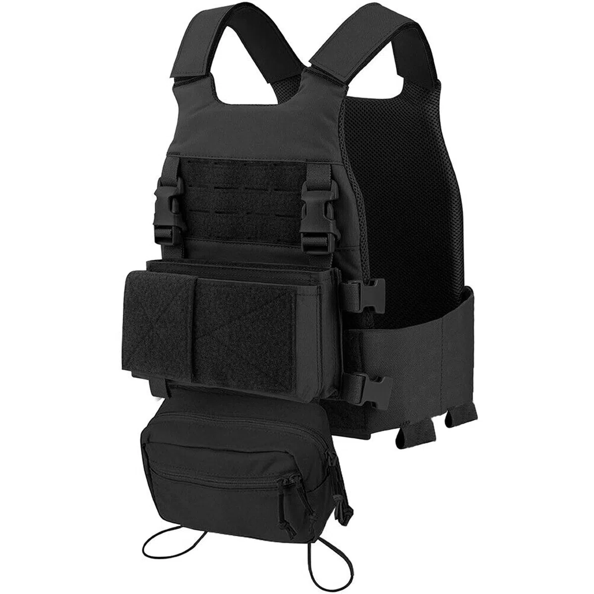 TWINFALCONS Taktische Plattenträger mit Bauchtasche, Leichter Taktische Plate Carrier Molle Schutzweste mit Magazintaschen Plattenträger Bauchtasche aus 500D Nylon für Softair Jagen Klettern