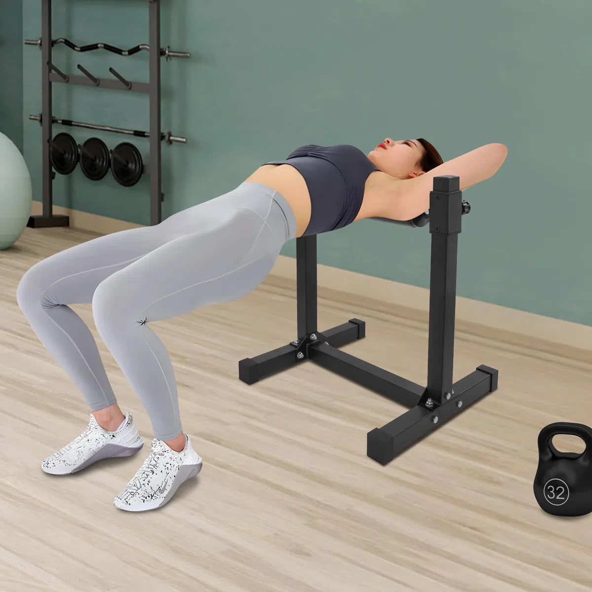 Split Squat Stand Höhenverstellbarer Einbein-Kniebeugenroller für bulgarische geteilte Kniebeugen, 1 Bein-Lunge für Körpergewicht oder Hantel, 61,2 x 56,7 x 67,3 cm