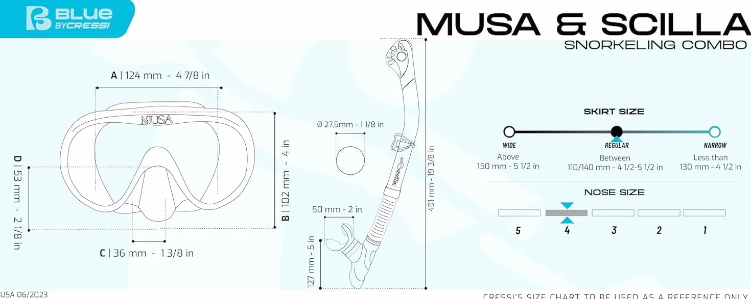 CRESSI Musa & Scilla Almond- Mask & Snorkel Kits, Roségold, Einheitsgröße, Erwachsene