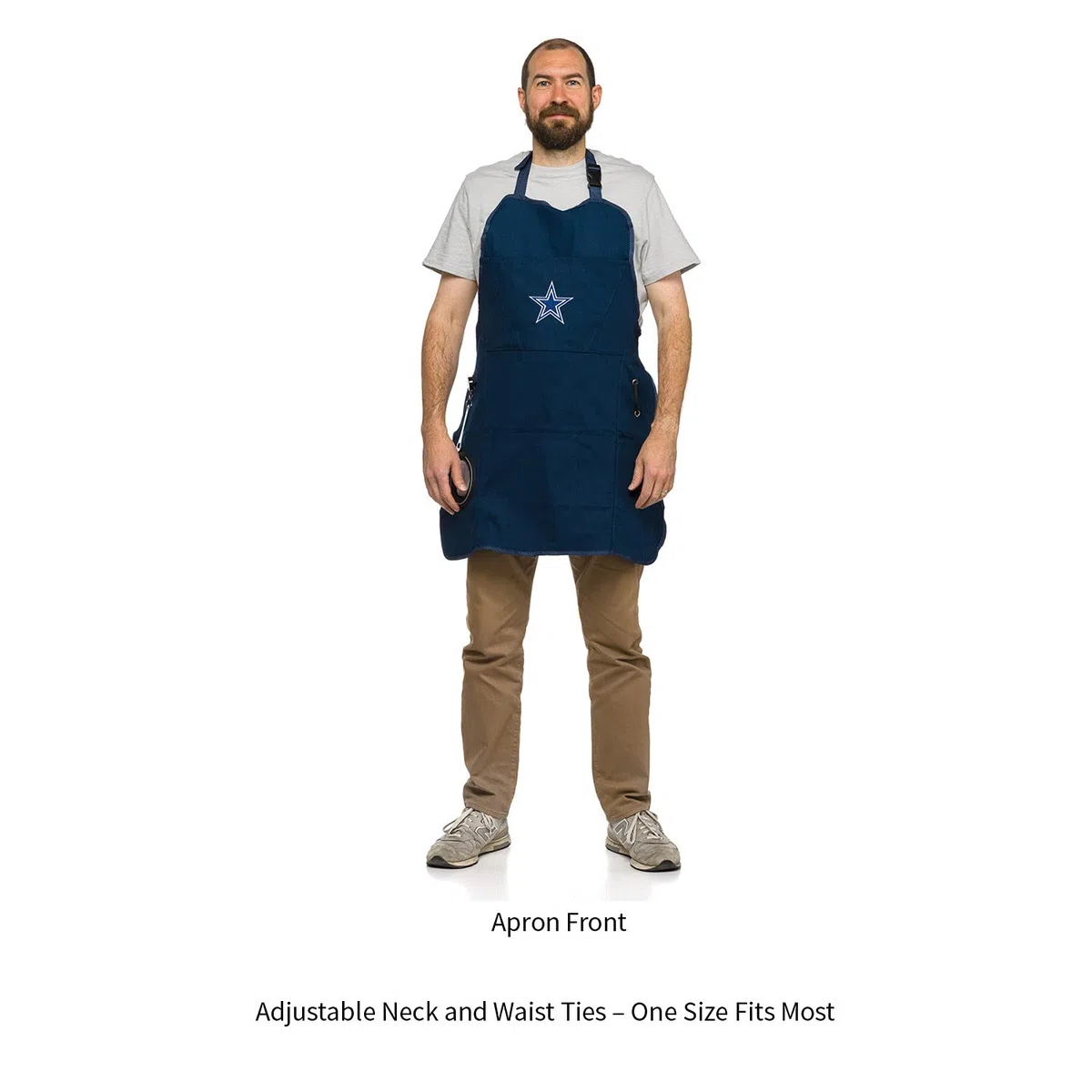 Team Sports America NFL Ultimate Grilling Apron with Bottle Opener and Insulated Beverage Holder, Adjustable Straps