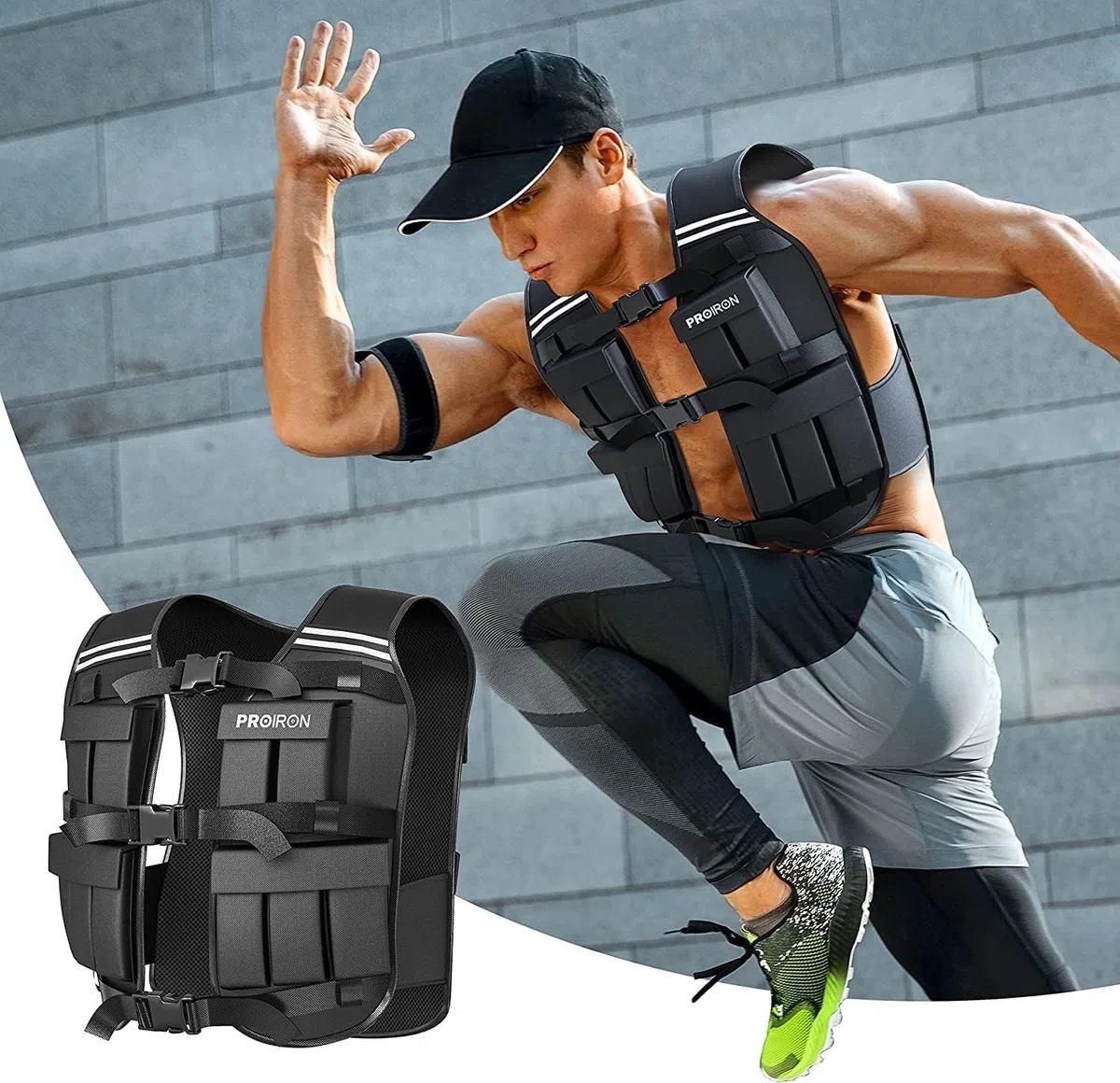 PROIRON Verstellbare Gewichtsweste 10/20kg mit Reflektierenden Streifen für Laufen/Krafttraining/Workout/Jogging und Home Gym.