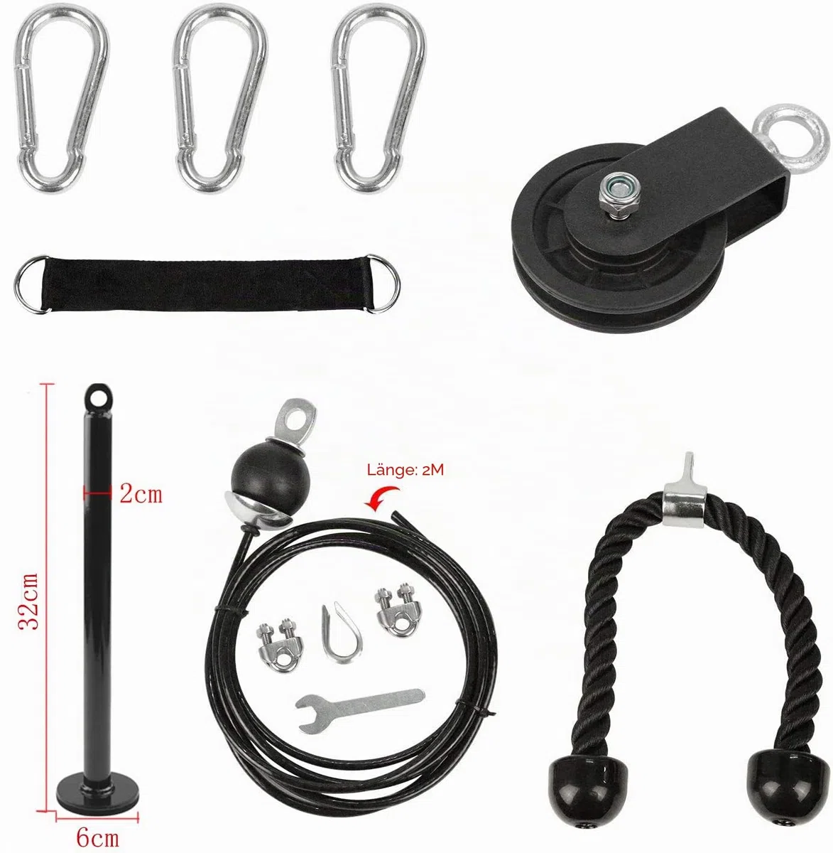 LFJ Fitness Latzug Gym Kabelzug Unterarmtrainer Arm-Krafttraining Trizeps Seil Gewicht Fitnessgerät Trainer DIY Latzugturm für Zuhause Sportgeräte Fitness Kabelmaschine