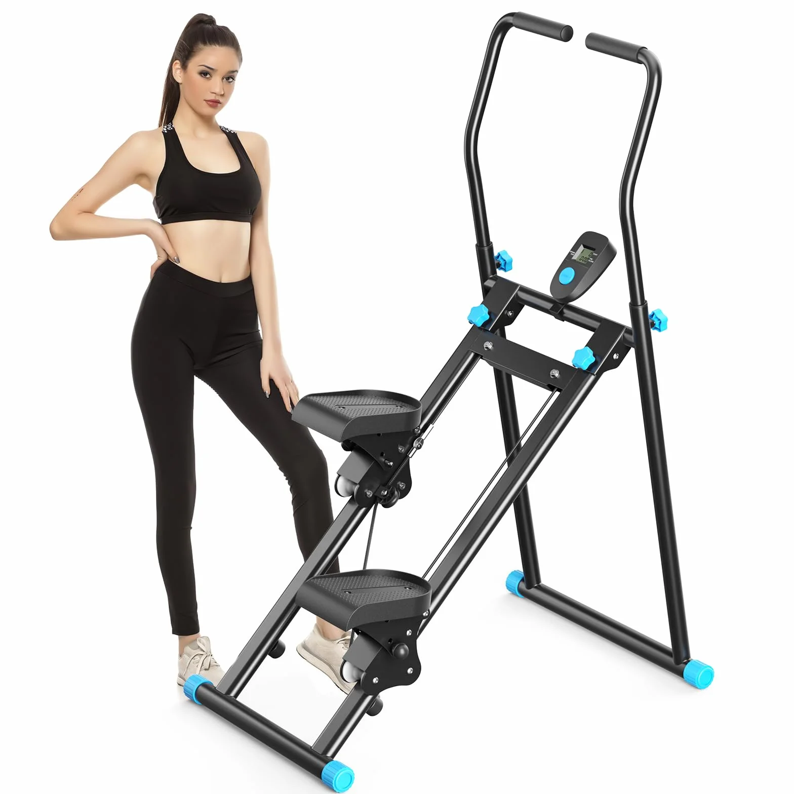 2025 Neues Stepper für Zuhause,Vertical Climber Maschine Stairmaster für Ganzkörper-Workout, Compact Folding Cardio Übung Climber mit erweiterten Schrittweite,verstellbare Lenker & Pedale