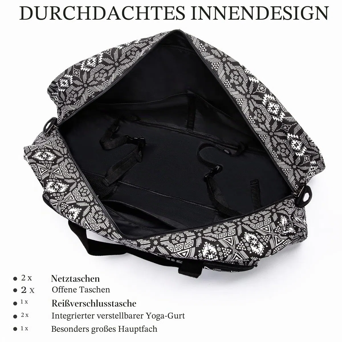 AROME Yogamatten-Tasche für Damen und Herren, große Canvas-Yogatasche für 0,6 cm, 1,3 cm, 6,3 cm, 1,27 cm, extra Dicke Trainings-Yogamatte, Sporttasche, Tragetasche mit Nasstasche, Schultergurt und