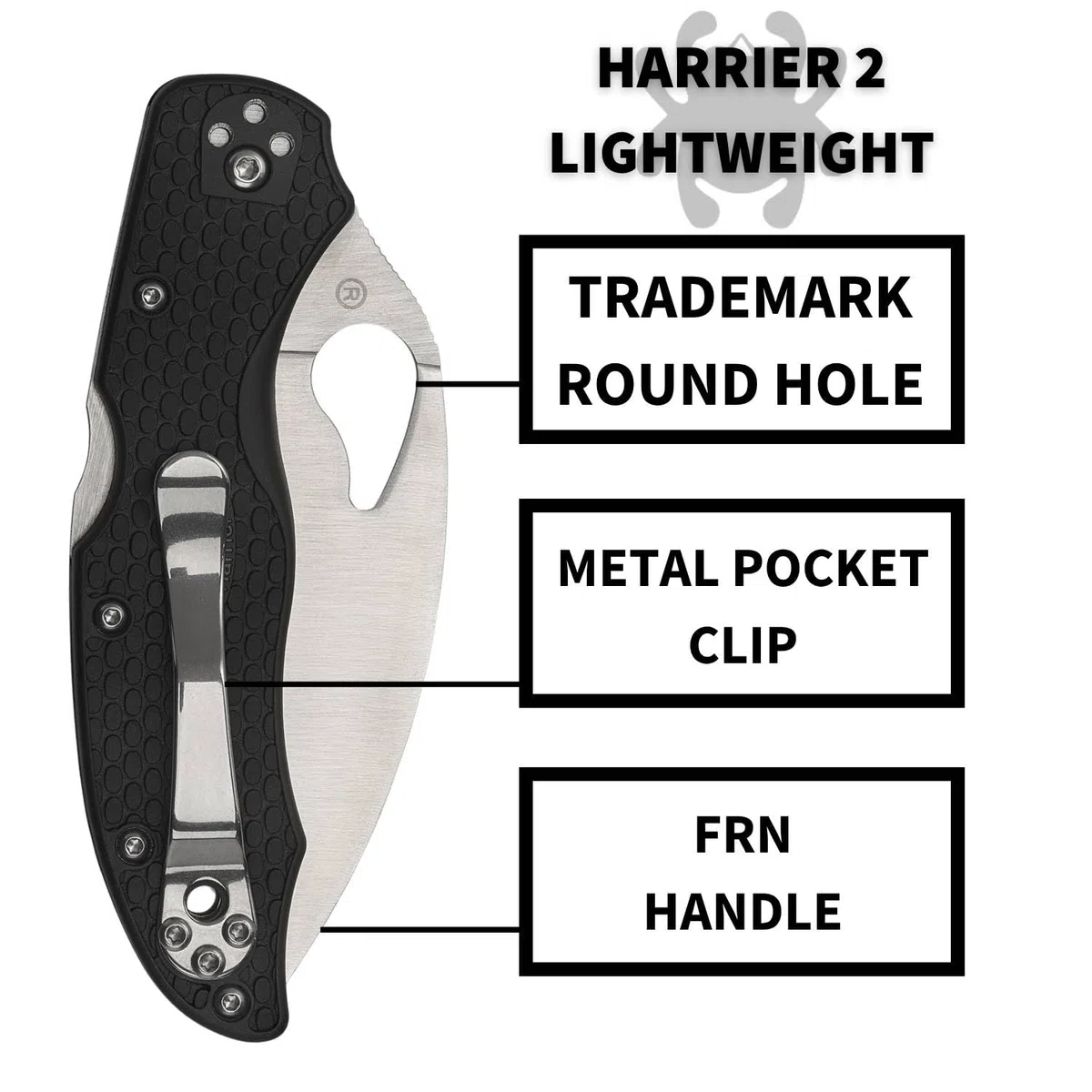 Spyderco Byrd Harrier 2 Lockback | 19,4 cm Gesamtlänge, 8,6 cm 8Cr13MoV-Stahlklinge, FRN-Griff, Rückenverriegelung, vollflächiges Mahlen