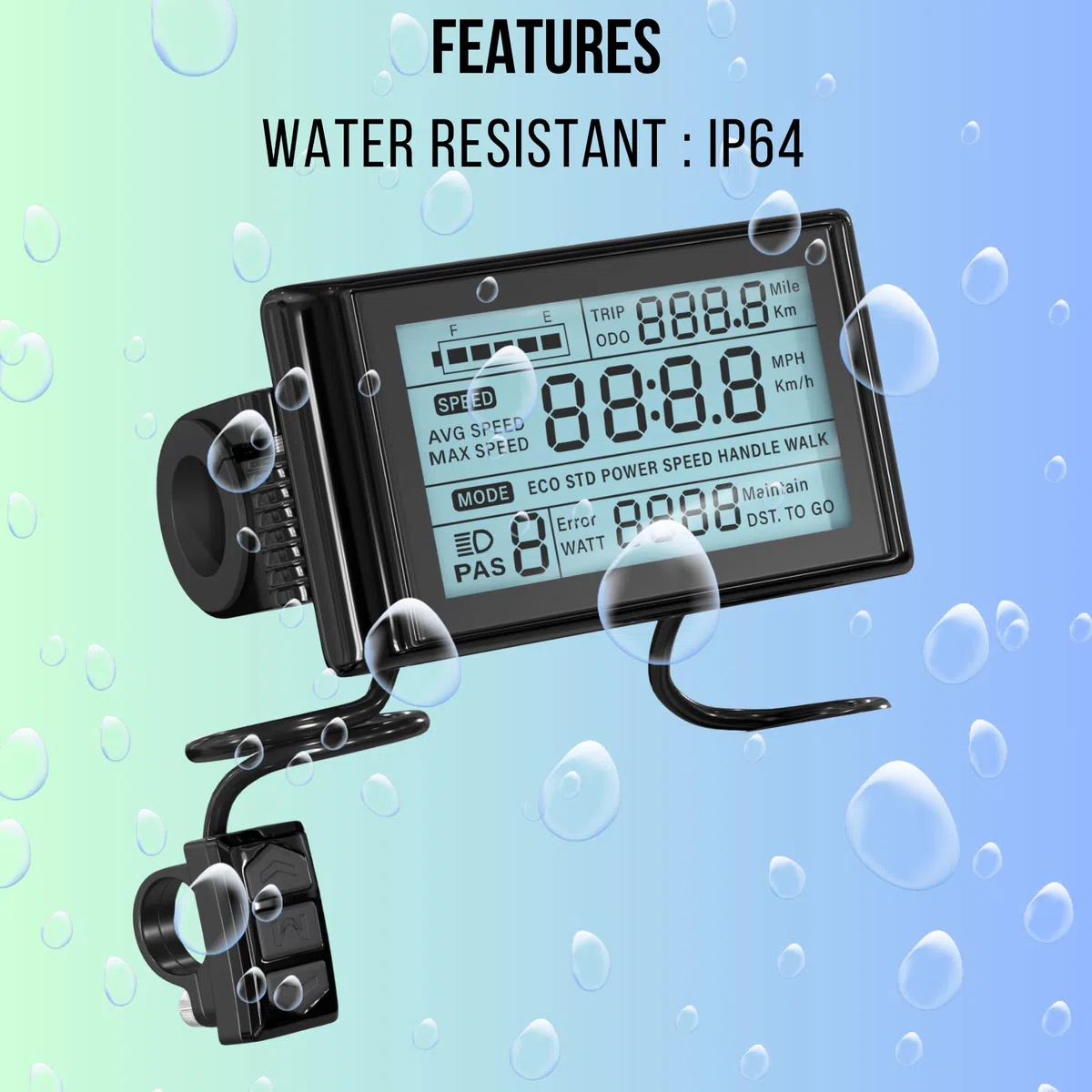 SW900 EBike Display, LED 5 Pin SW900 36V 48V 60V 72V Elektrofahrrad Bildschirm Panel Tacho Tachometer