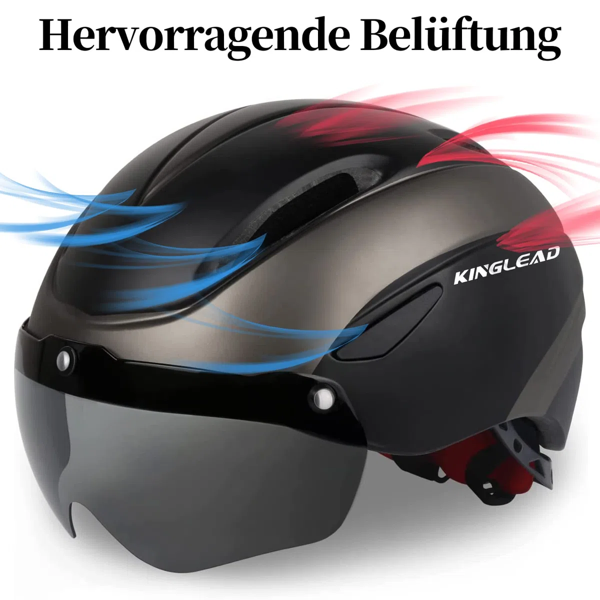 Fahrradhelm Herren Damen mit Abnehmbarem Magnetischem Visier, Ultraleichter Verstellbarer Bike Helm, Atmungsaktiver Radhelm für Erwachsene