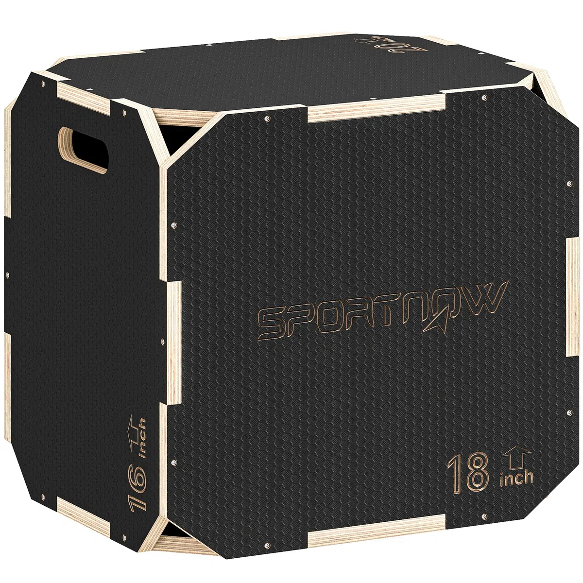 SPORTNOW 3-in-1 Plyo Box Plyometrische Sprungbox mit 3 Sprunghöhen Griffen Kantenfreie Step-Up Jumping Box Plyometric Platform Fitnessgerät für Plyometrisches Training Workout
