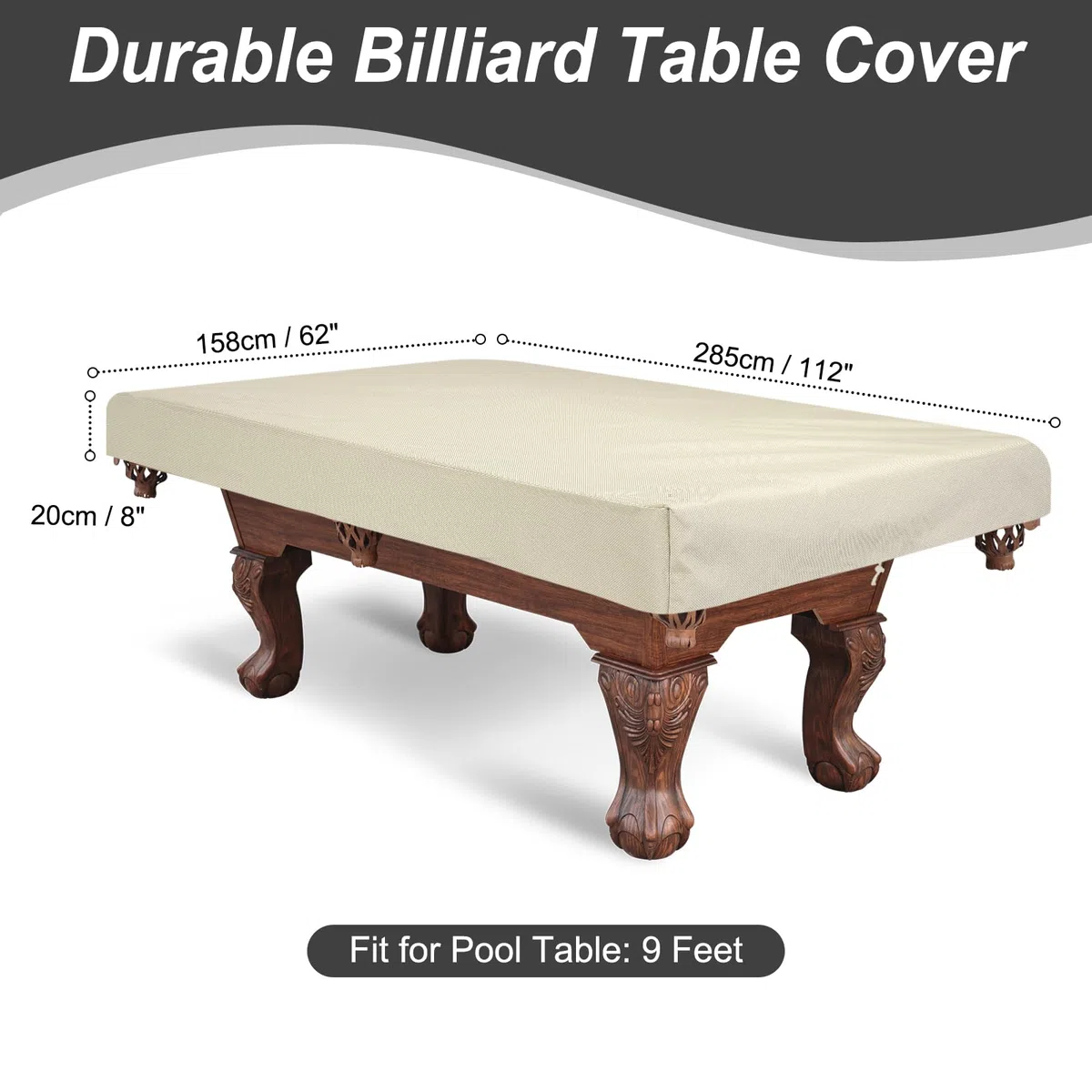 PATIKIL Billiard Pool Tischabdeckung 9 Fuß Oxford Wasserdichte Outdoor Indoor Staubdichte Billard Tischabdeckung Billard Zubehör Zum Schutz Von Pool Tisch Zuhause Club Bar Prosecco