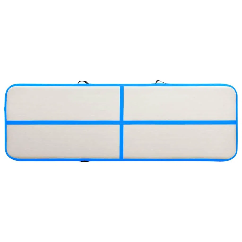 Aufblasbare Gymnastikmatte 500x100x15 cm mit Pumpe - Luftmatte für Turnen, Yoga, Kickboxen, Fitnessmatte Blau