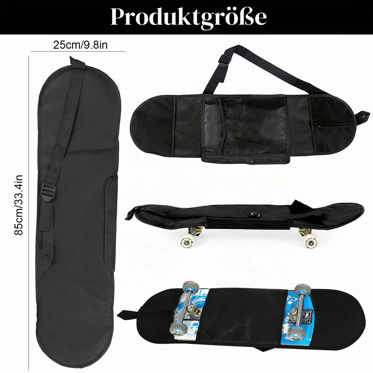 Longboard-Schutzhülle, Skateboard-Tasche, Transporttasche, Longboard, Rollen, Skateboard-Tasche, Longboardhülle, geeignet für Skateboards unter 31,4 Zoll