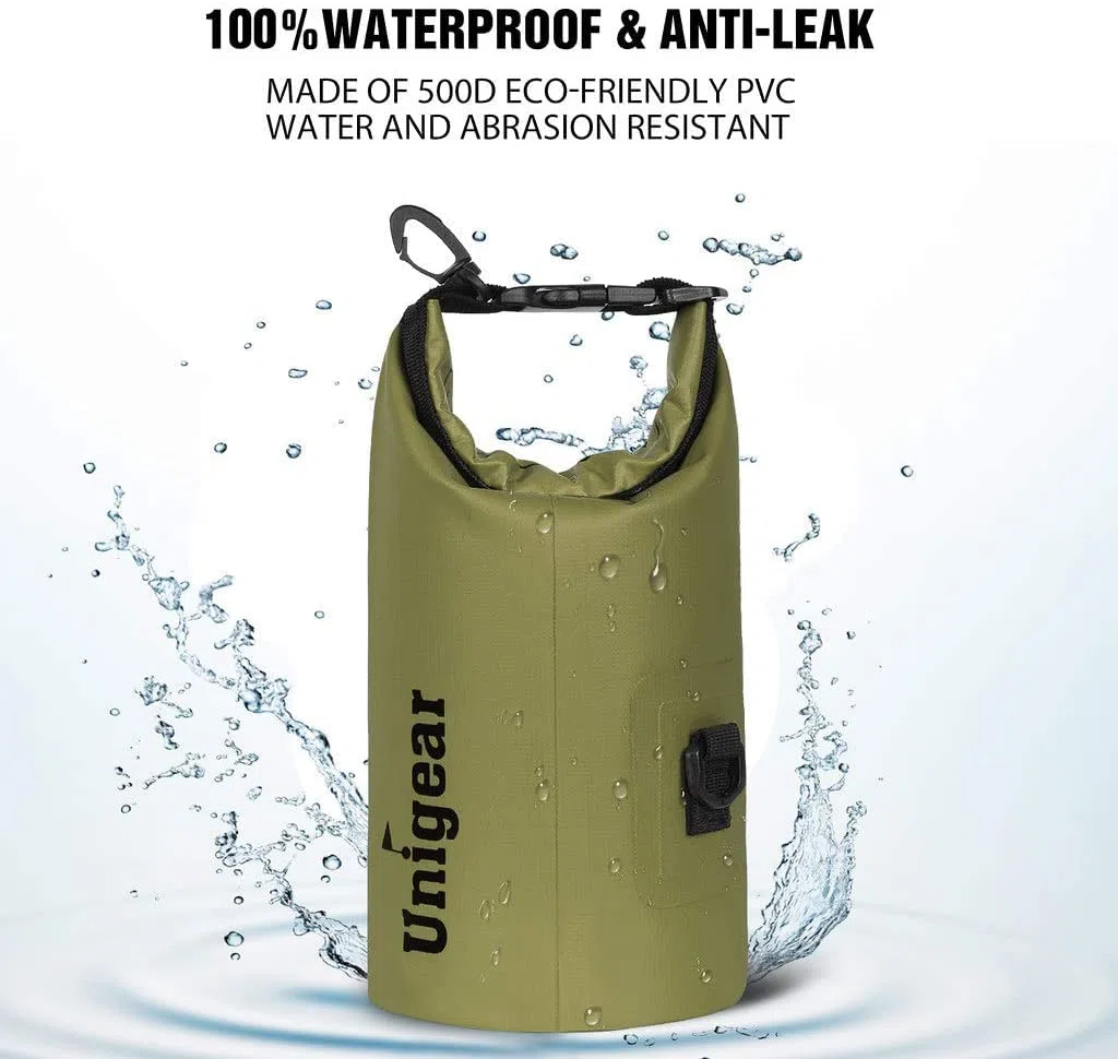 Unigear wasserdichte Beutel/Dry Bag (2L/5L/10L/20L/30L/40L) für Aktivitäten im Freien und Wassersport, Camping, Kajak, Angeln, mit Einer Wasserdichten Handytasche