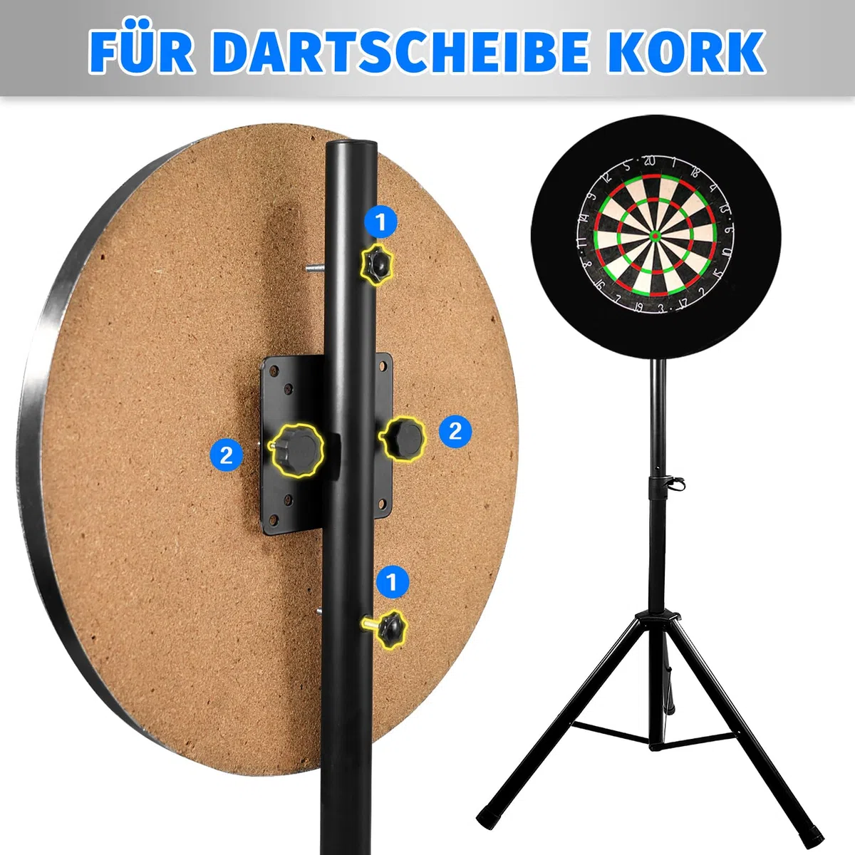 Turnart Dartständer für Dartscheibe Ständer,Dart Ständer Dart Zubehör für Dartscheibe Elektronisch,106-200 cm Heavy Dartständer 3.7KG Dartboard Ständer