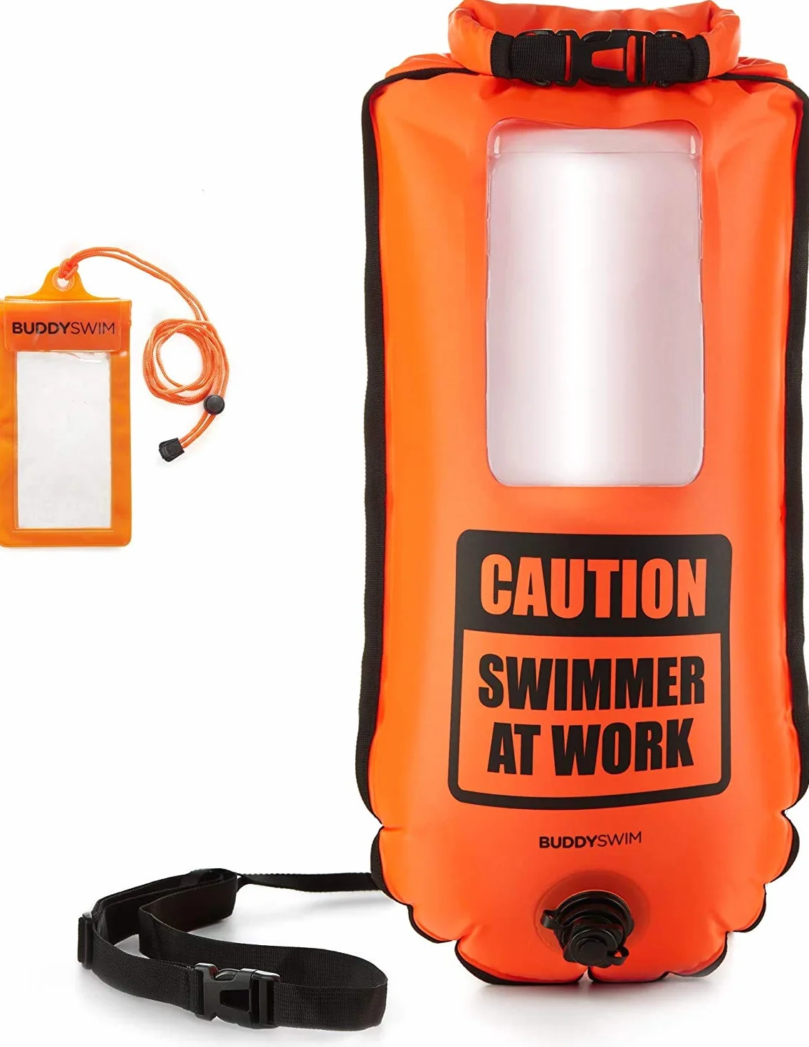 Schwimmboje 28 Liter. Schwimmboje Erwachsene freiwasser. Inklusive wasserdichter Tasche für das Handy. Ideal für Schwimmen, Triathlon oder andere Sportarten. Farbe Orange.