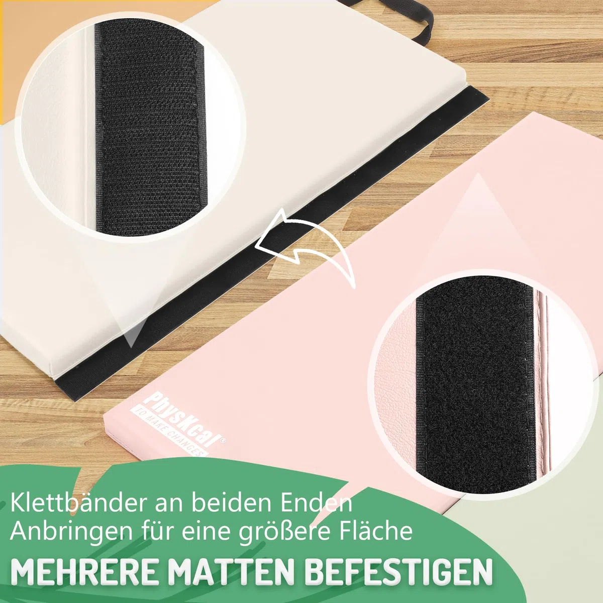PhysKcal 195 x 75 x 3 cm Klappbare Weichbodenmatte Turnmatte Fitnessmatte Gymnastikmatte mit Tragegriffen, Sportmatte Spielmatte, Tumbling-Matte für Kinder, Polsterung für Activity Play