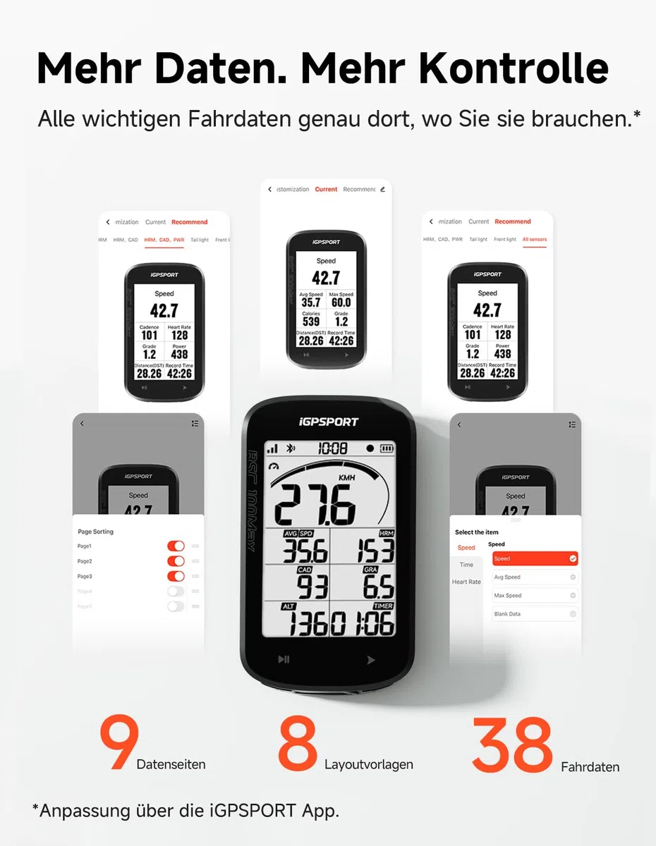 iGPSPORT BSC100MAX Fahrradcomputer Kabellos, 3 Zoll Display Automatische Aufnahme, 40H Akkulaufzeit, GPS Fahrradcomputer