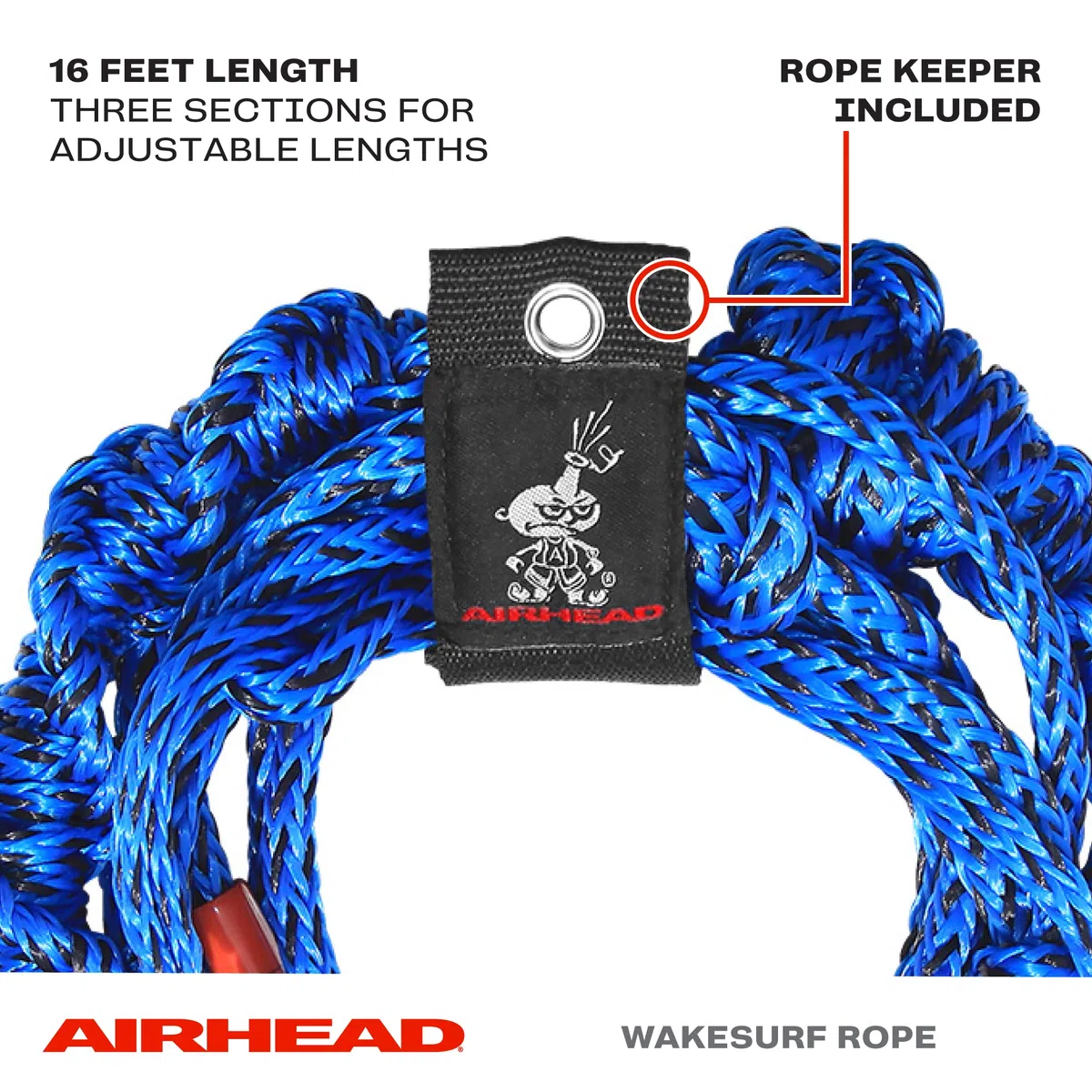 Airhead Spiralgeflecht Wakesurf-Seil, 3 Abschnitte, 4,8 m
