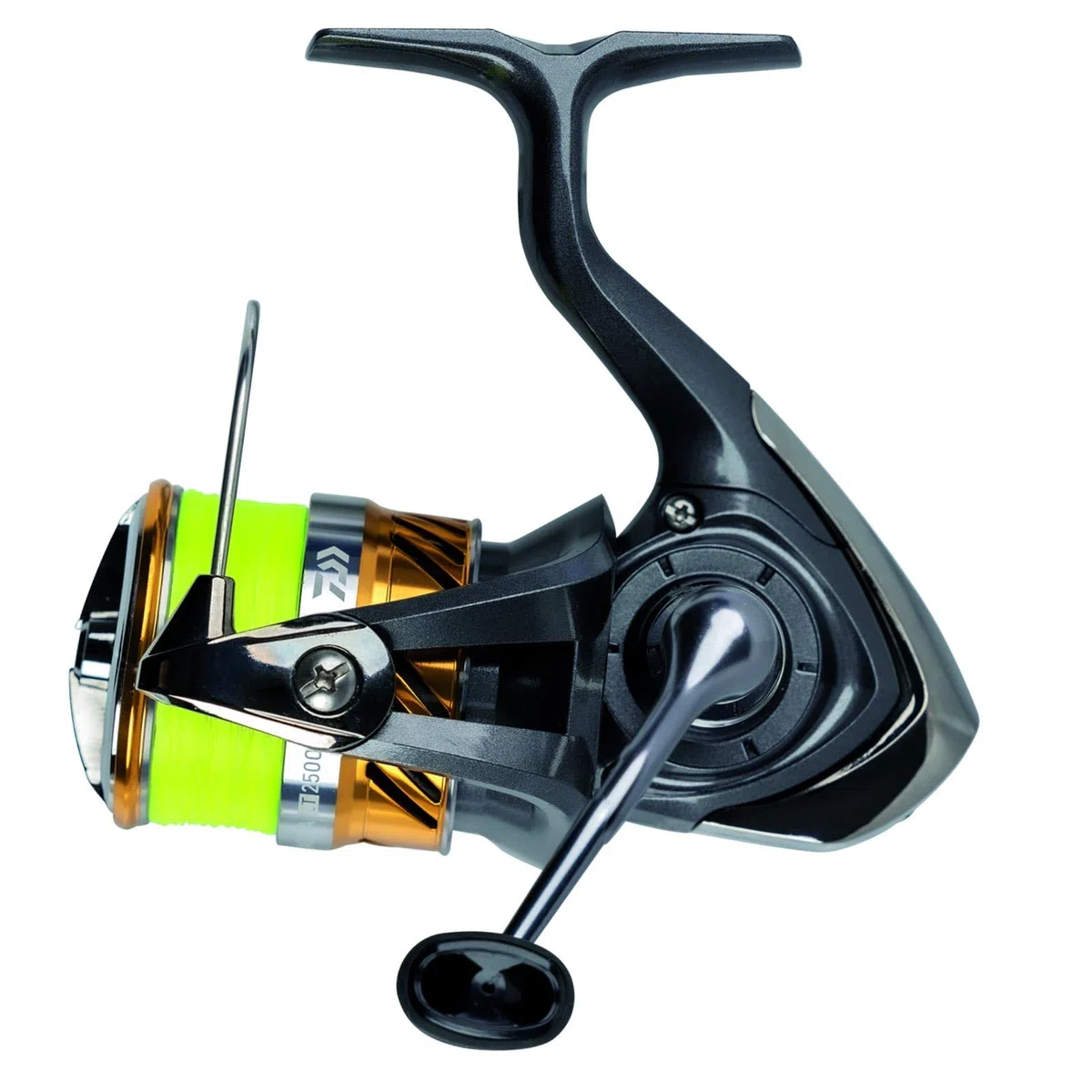 DAIWA 20 Laguna LT, Spinn-Angelrolle, Frontbremse, Vorbespult mit J-Braid X4 Gelb