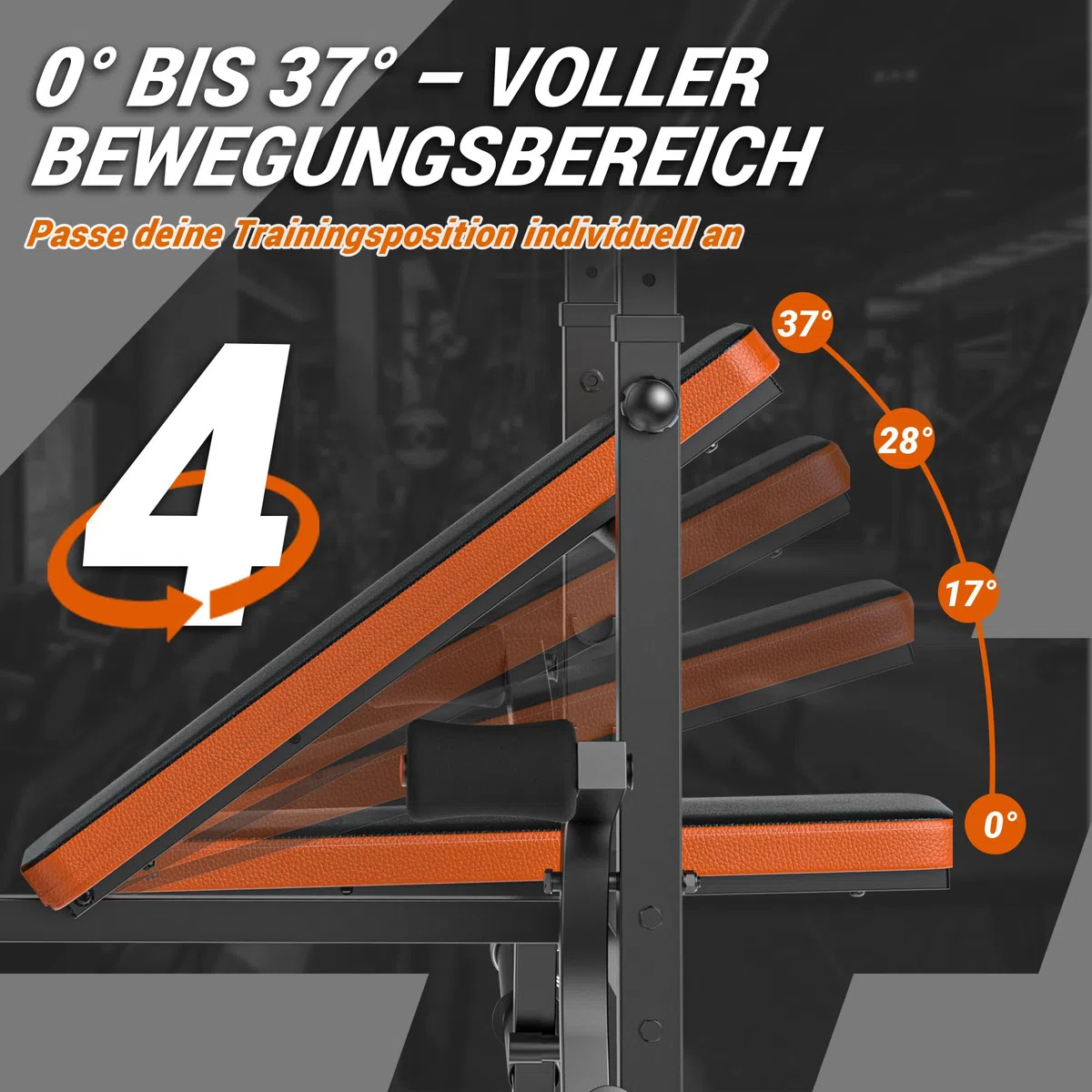 XDDIAS Hantelbank Verstellbar für Zuhause, Flach-/Schrägbank mit Squat Rack,Curlpult & Beinstrecker, Langhantelbank für Krafttraining, 350 kg Belastbarkeit