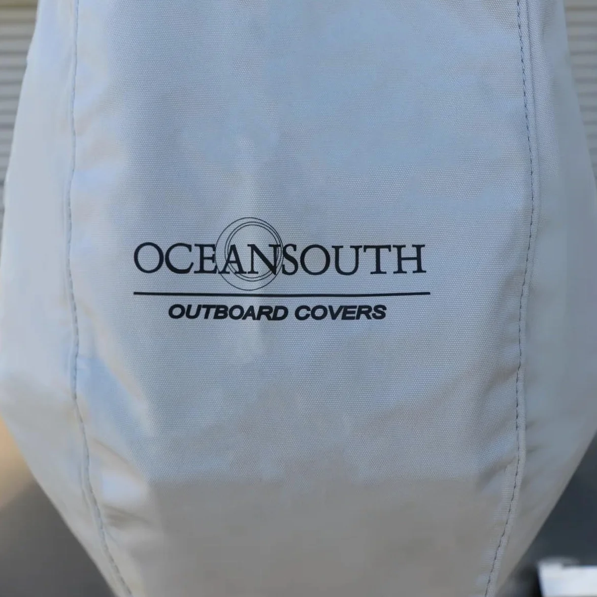Oceansouth Universal-Vollabdeckung für Außenbordmotoren – 9,9–30 PS, Schwarz, Atlas Marine-Polyester 340 g/m², Wasserabweisend, UV-beständig, Reißverschluss mit Kordelzug