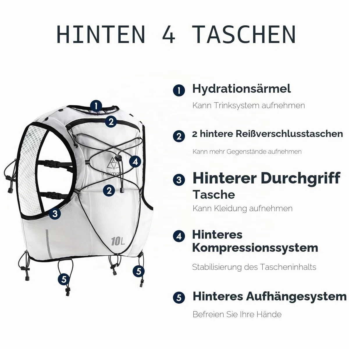Haimont Laufweste Trinkweste für Damen und Herren Leicht Running Weste mit 2 Trinkflasche Laufen Wandern Joggen Trail 8L