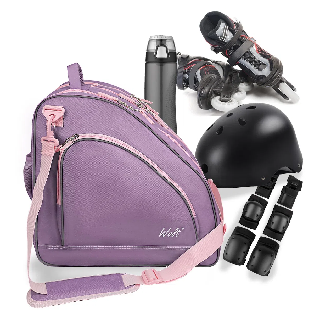 WOLT Schlittschuhtasche Rollschuhtasche | Inline-Skate-Tasche, Premium-Tasche und modische verstellbare Umhängetasche für Jugendliche und Erwachsene.