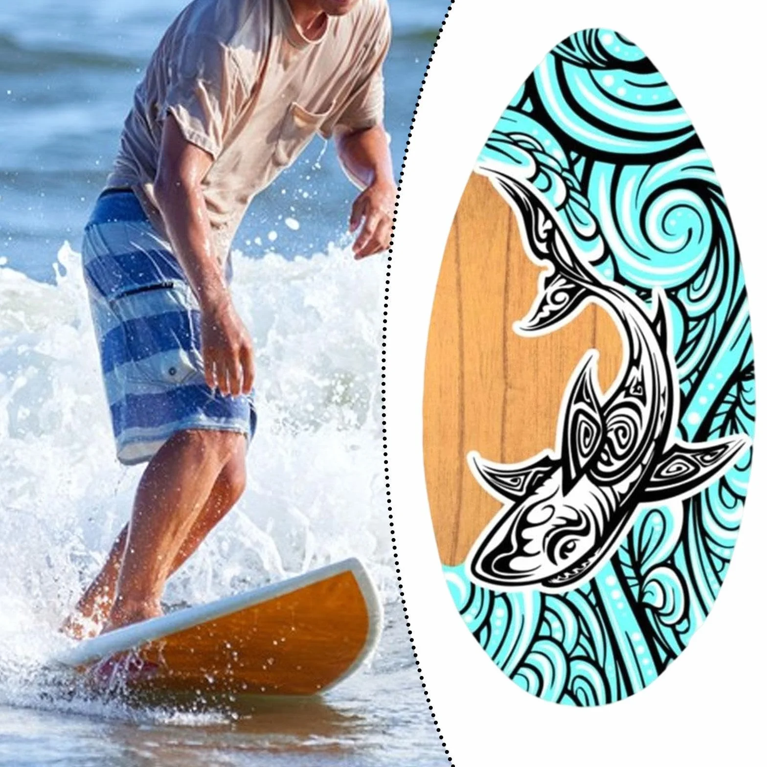 Gralara Skimboards fürs Surfen, Skimboard Surfbrett Holz Wellenbrett, Strand Sandbrett Holz Skimboard, Skimboard Flachwasser Strandspielzeug für Anfänger Jungen Mädchen Universal Kinder Teens