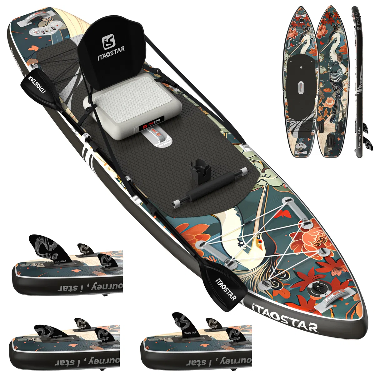 iTAOSTAR Neuheit 11'6" x 35" extrabreites aufblasbares Stand-Up-Paddle-Board mit Sitz – stabiles SUP für Erwachsene – tragbares Paddleboard für Yoga, Surfen, Angeln – inklusive komplettem Zubehörset