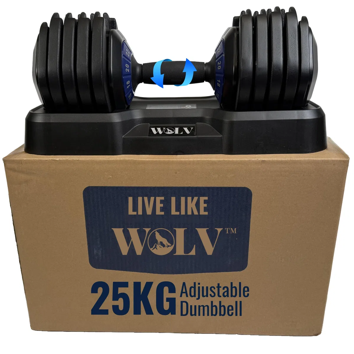 WOLV 25kg Verstellbare Hanteln – Einstellbare Hantel mit 10 Gewichtsstufen, Platzsparendes Design, Hanteln mit rutschfestem Griff, Perfekt für Zuhause, Fitnessstudio & Krafttraining