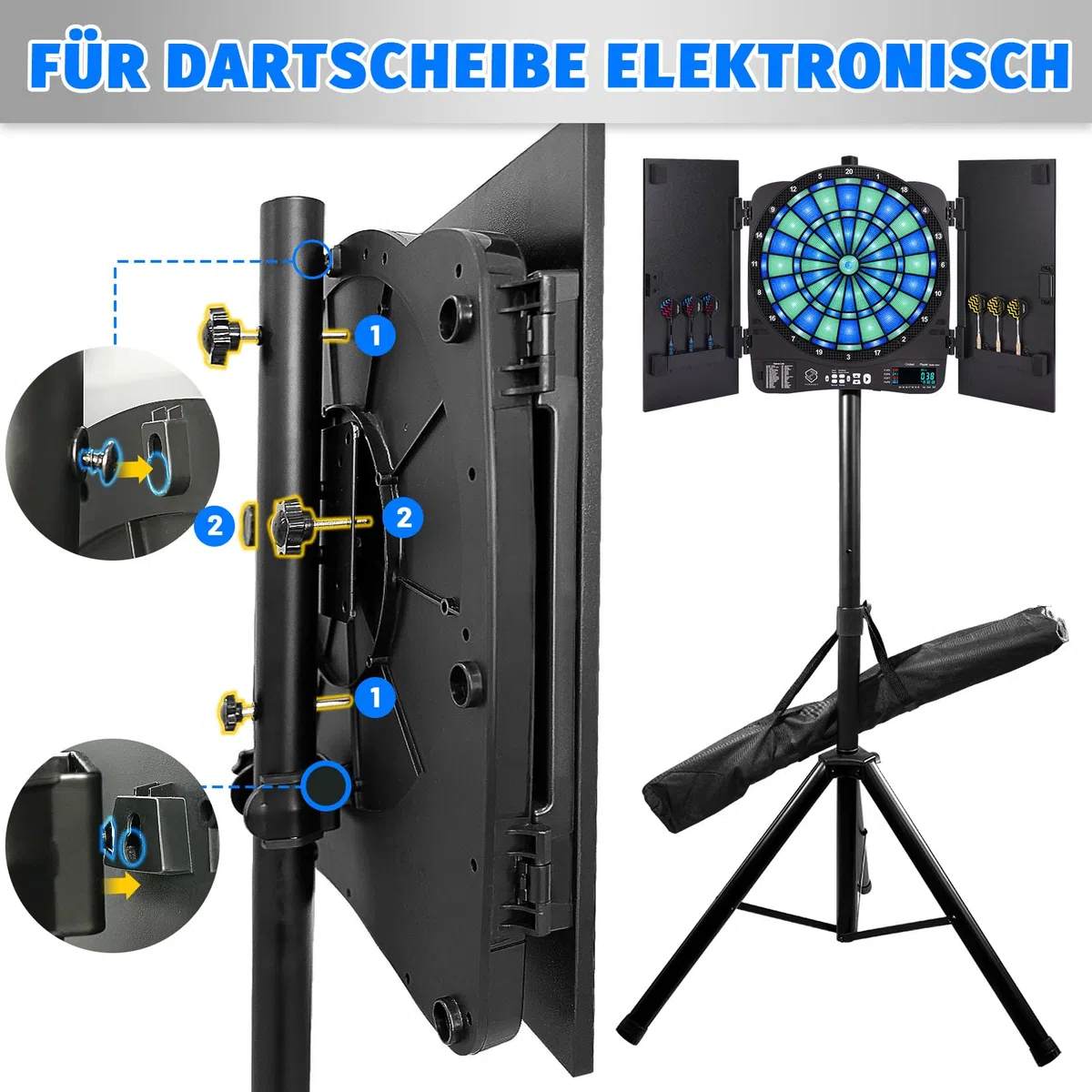 Turnart Dartständer für Dartscheibe Ständer,Dart Ständer Dart Zubehör für Dartscheibe Elektronisch,106-200 cm Heavy Dartständer 3.7KG Dartboard Ständer